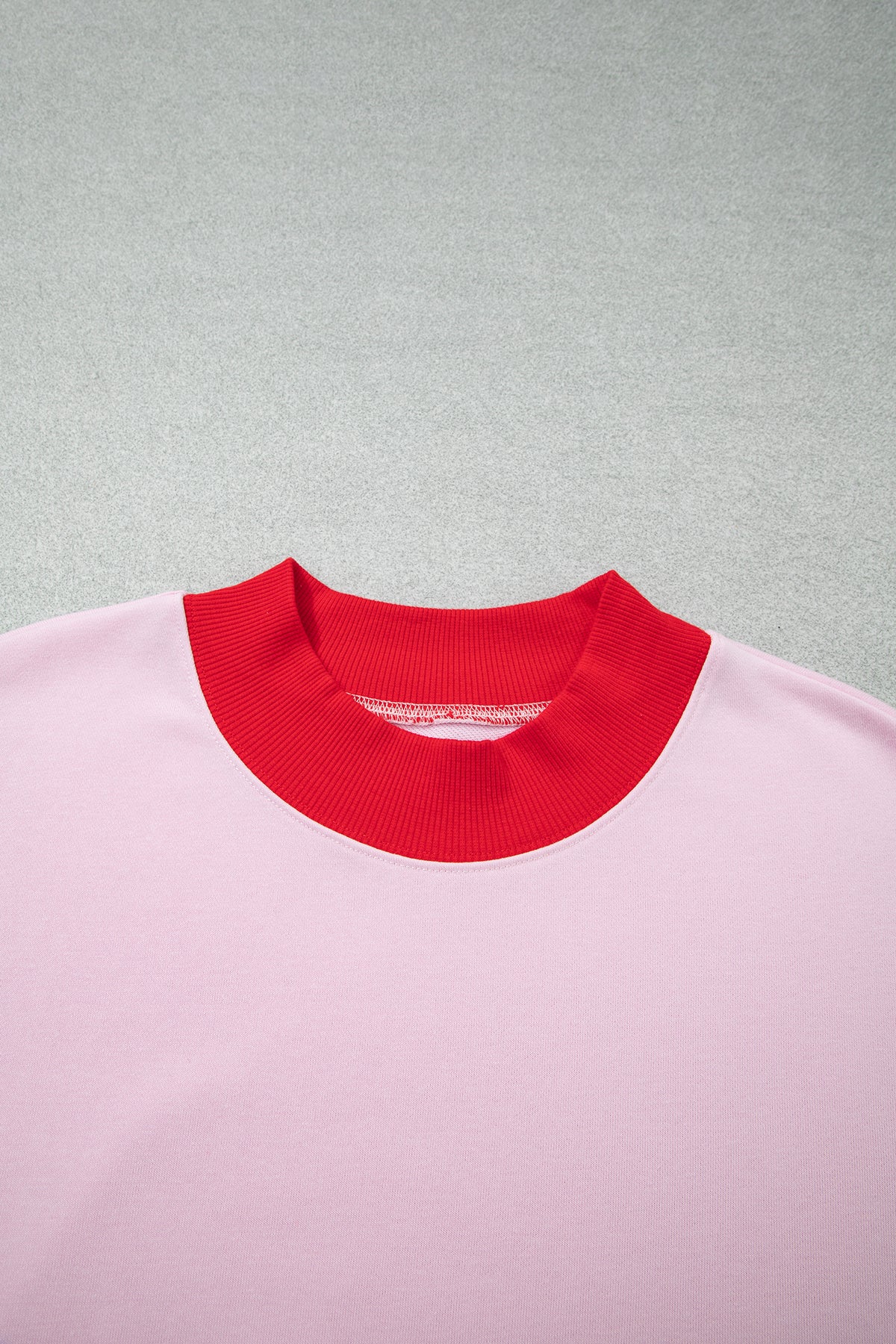 Pink Color Block Contrast Trim Plus Size Sweatshirt-Plus Size/Plus Size Sweatshirts & Hoodies-[Adult]-[Female]-2022 Online Blue Zone Planet