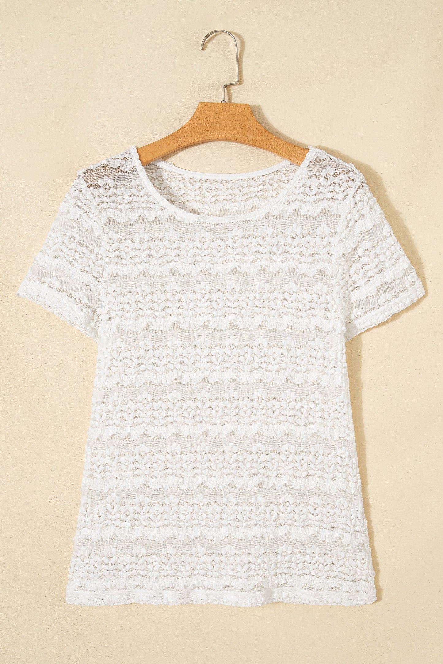 White Sheer Lace Short Sleeve Top-Tops/Tops & Tees-[Adult]-[Female]-2022 Online Blue Zone Planet