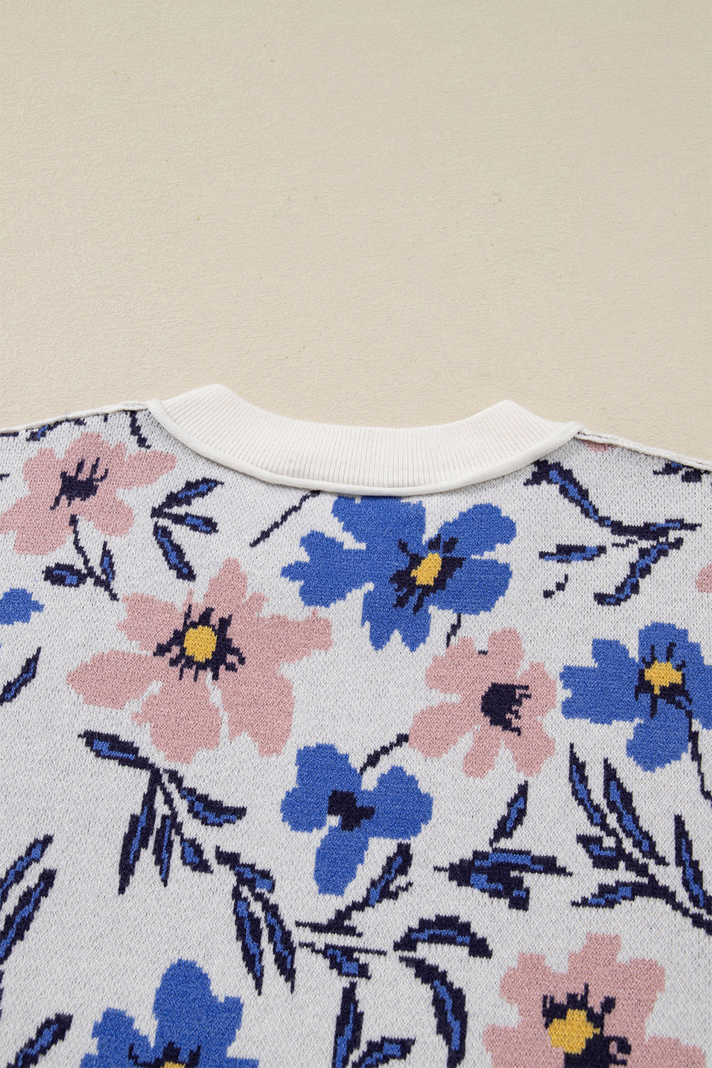 Khaki Floral Panel Colorblock Sleeve Patchwork Sweater-Sweaters & Cardigans/Sweaters-[Adult]-[Female]-2022 Online Blue Zone Planet