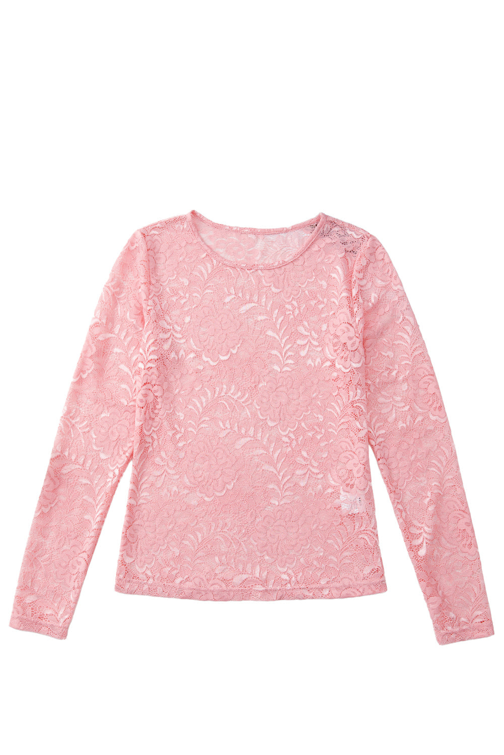 Blossom Floral Lace Sheer Long Sleeve Top-Long Sleeve Tops-[Adult]-[Female]-2022 Online Blue Zone Planet