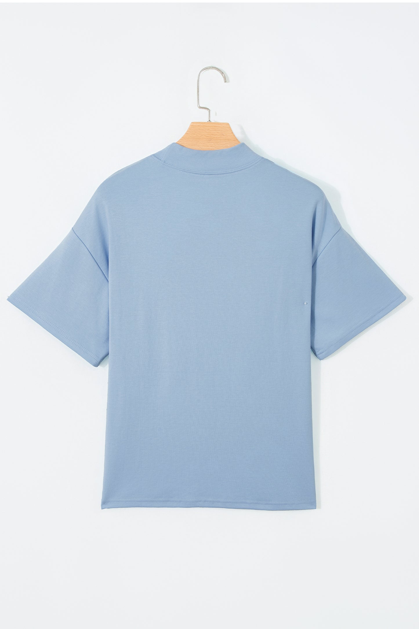 Pink Solid Color High Neck Oversize Tee-Tops/Tops & Tees-[Adult]-[Female]-2022 Online Blue Zone Planet