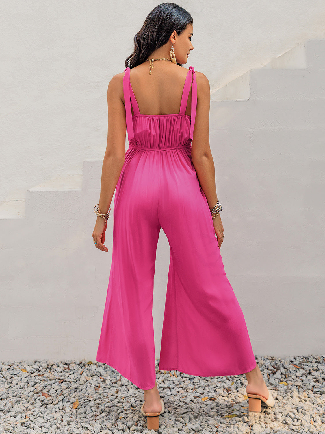 V-Neck Wide Strap Slit Jumpsuit-TOPS / DRESSES-[Adult]-[Female]-2022 Online Blue Zone Planet