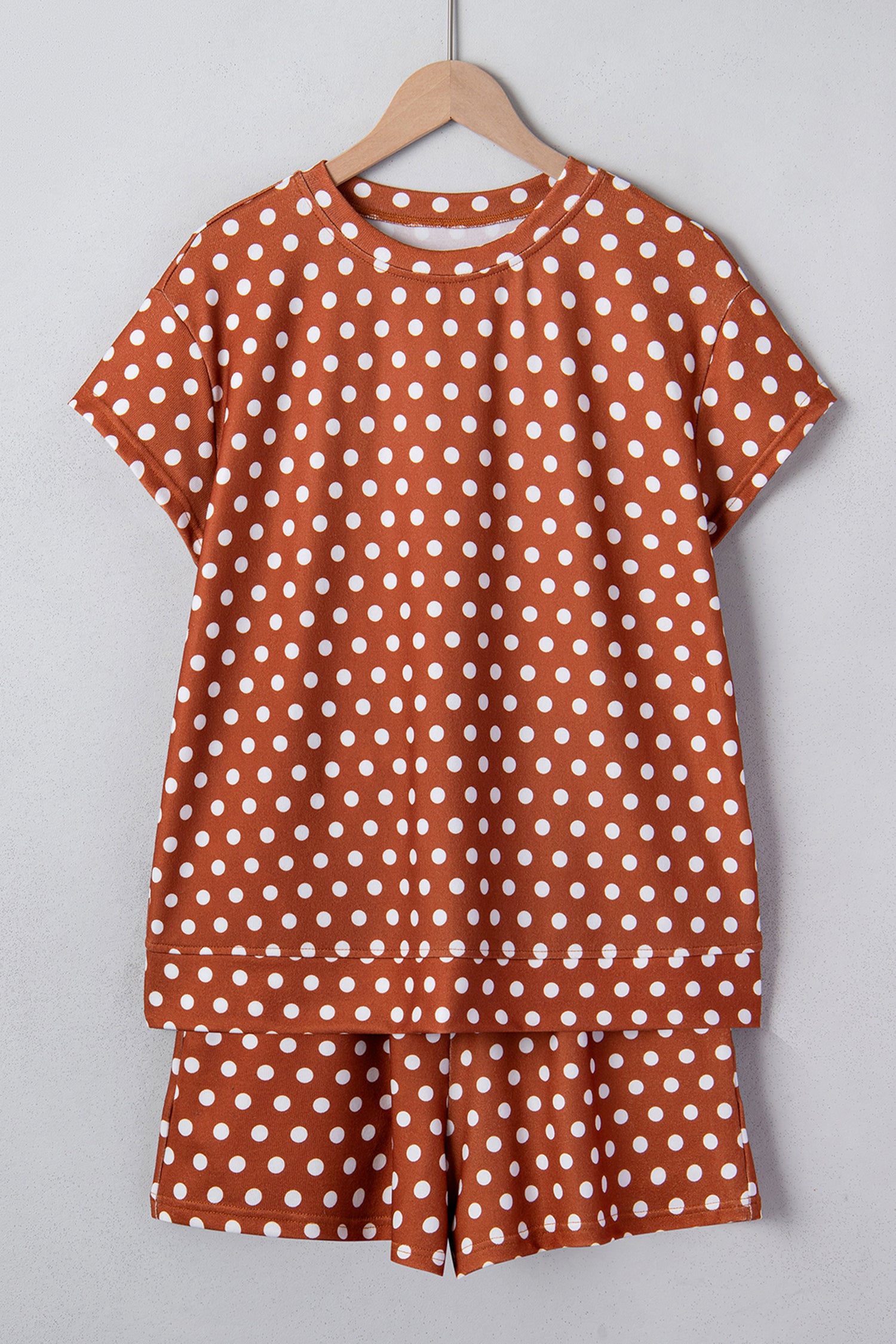 Brown Polka Dot Print Short Set-Two Piece Sets/Short Sets-[Adult]-[Female]-2022 Online Blue Zone Planet