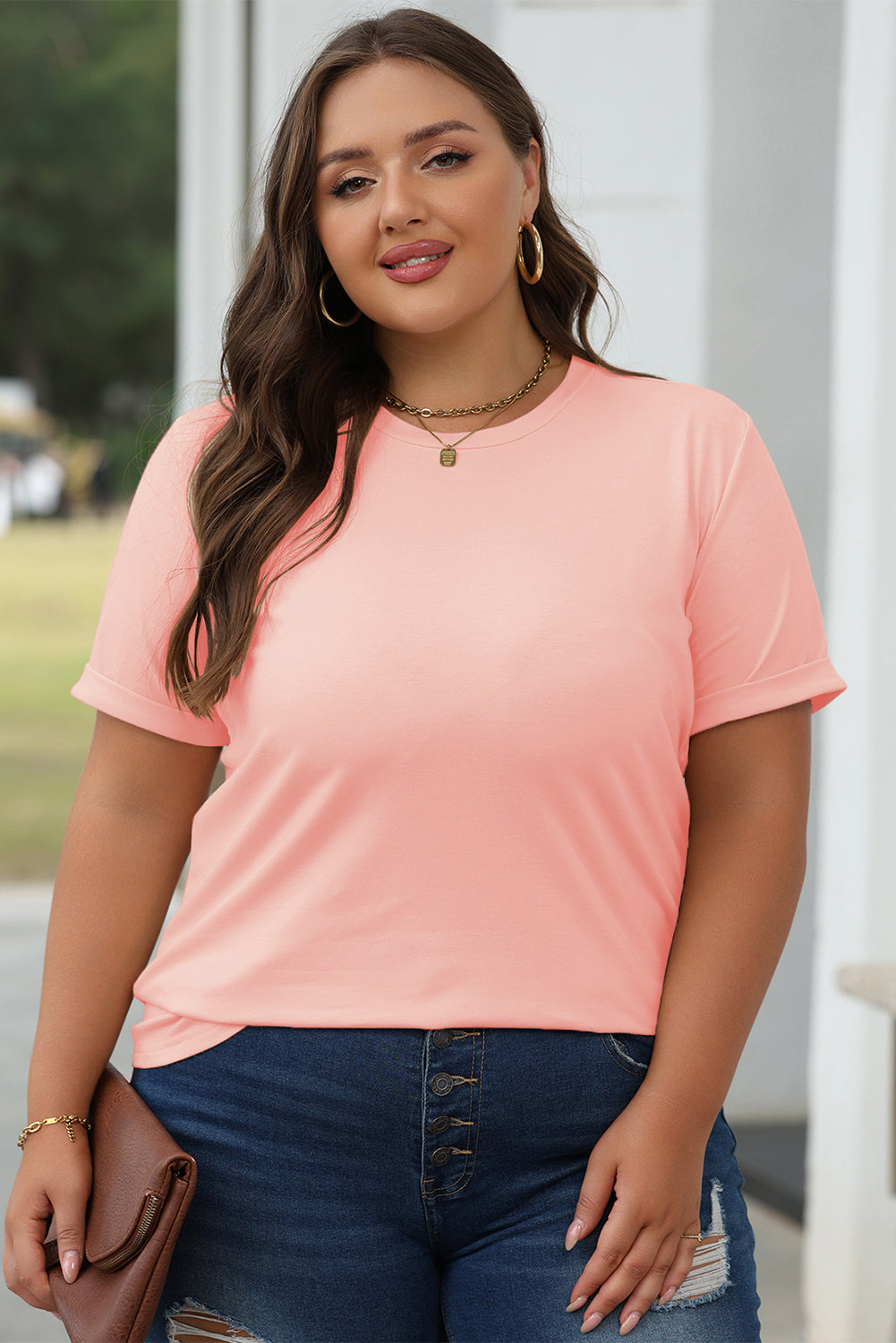 Bright Green Casual Plain Crew Neck Tee-Tops/Tops & Tees-[Adult]-[Female]-2022 Online Blue Zone Planet