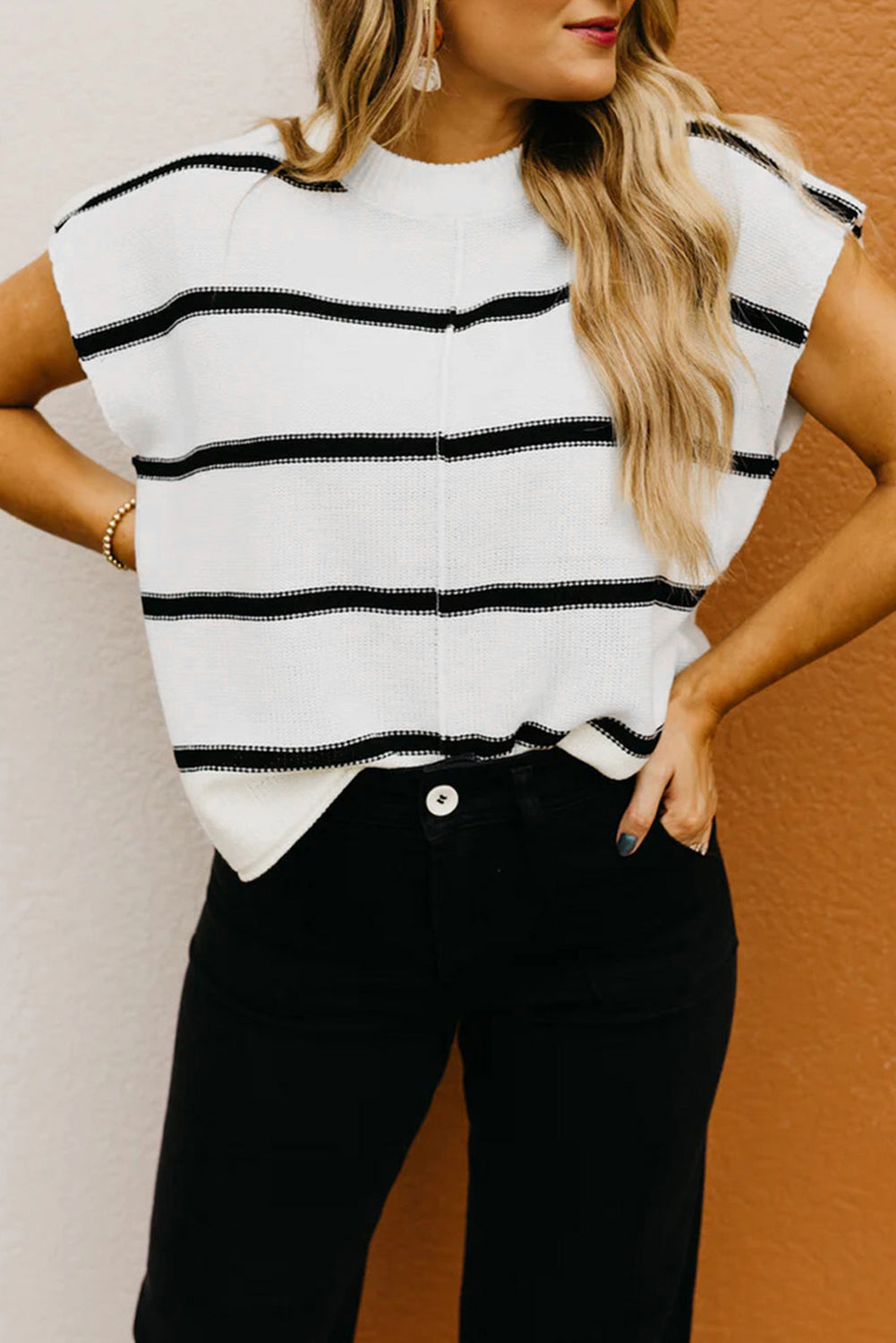 Blue Striped Batwing Sleeve Sweater Tee-TOPS / DRESSES-[Adult]-[Female]-White-S-2022 Online Blue Zone Planet