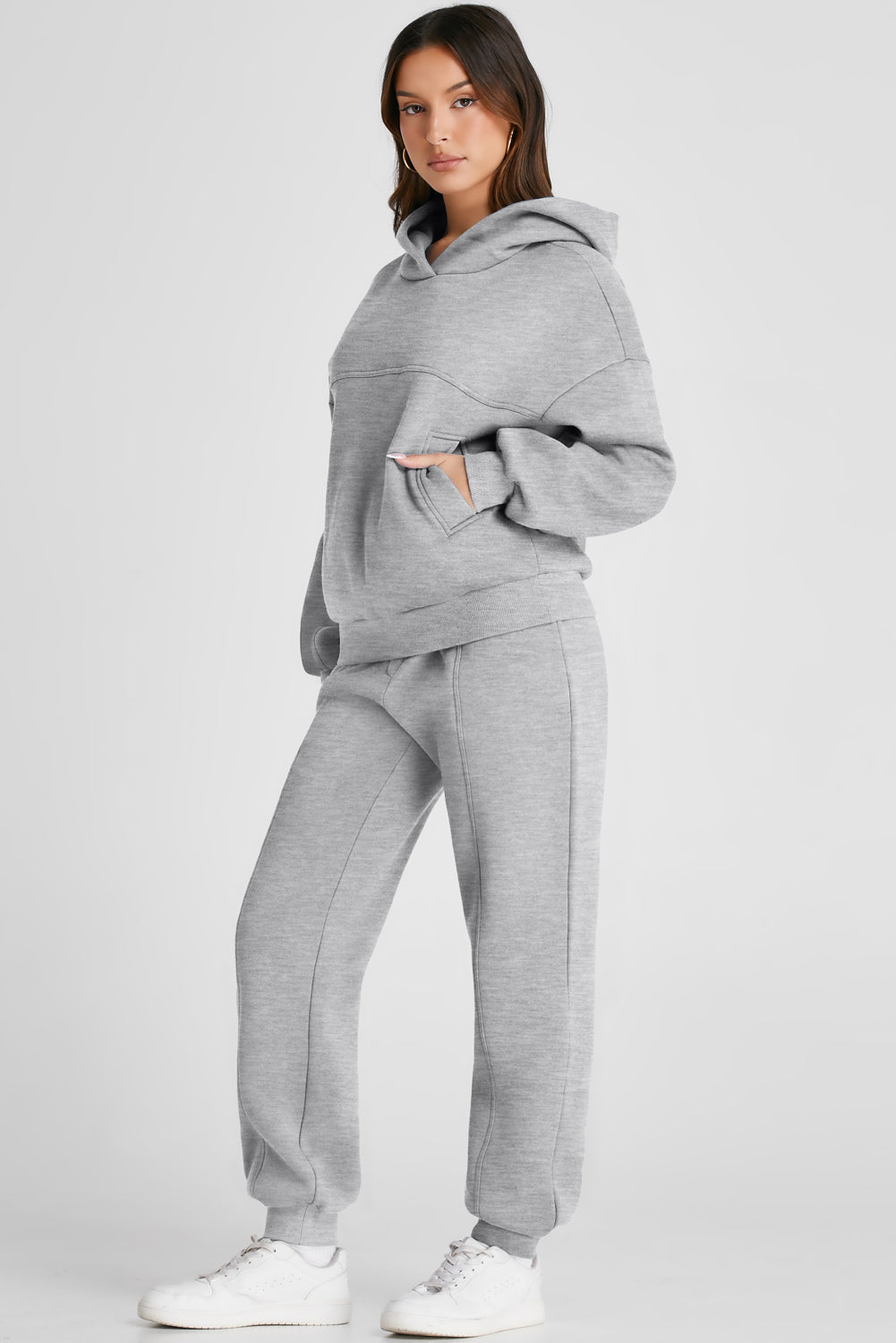 Blue Zone Planet | Dropped Shoulder Long Sleeve Hoodie and Pants Active Set-TOPS / DRESSES-[Adult]-[Female]-2022 Online Blue Zone Planet