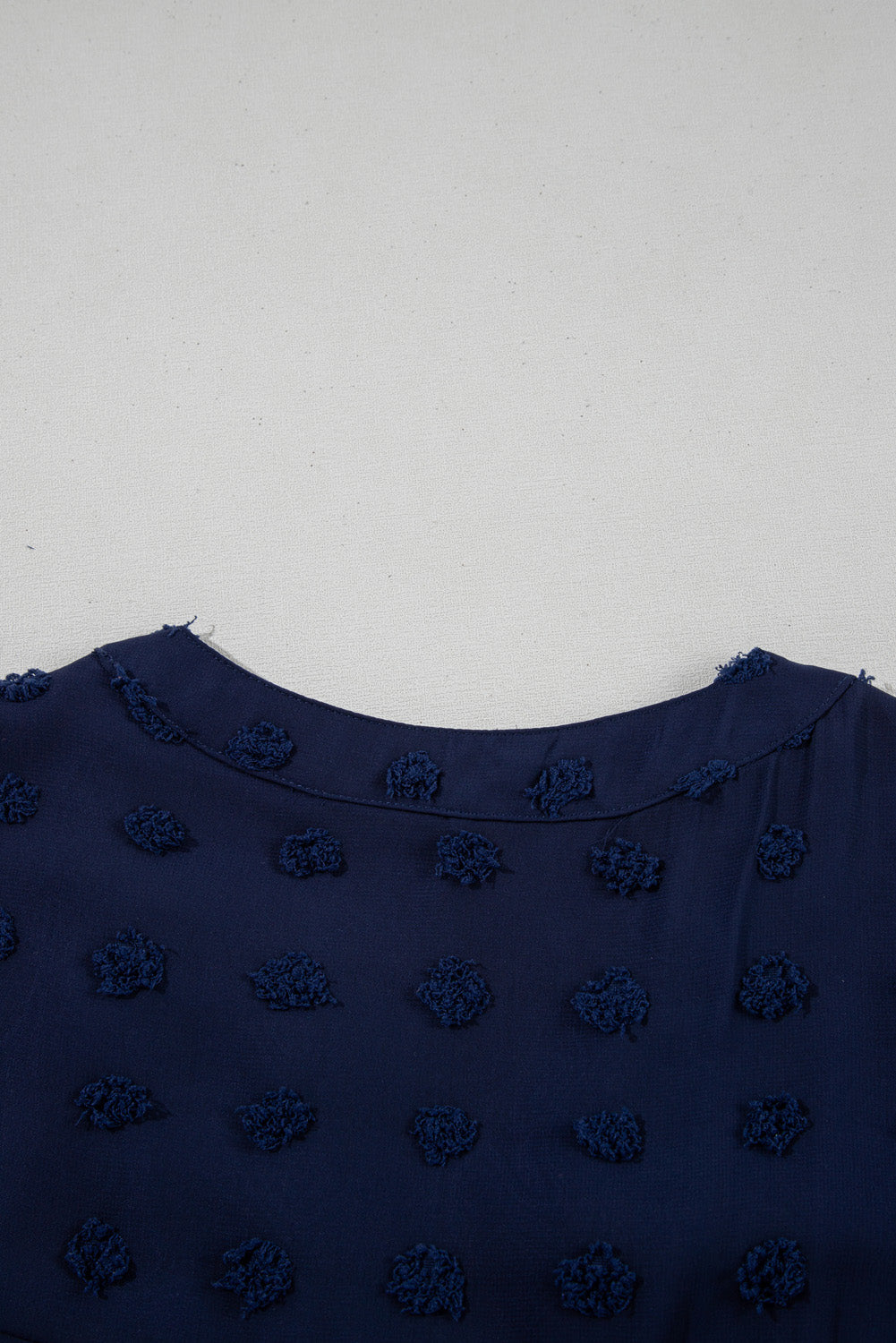 Navy Blue Dotty Textured Notched Neck Plus Ruffled Dress-TOPS / DRESSES-[Adult]-[Female]-2022 Online Blue Zone Planet