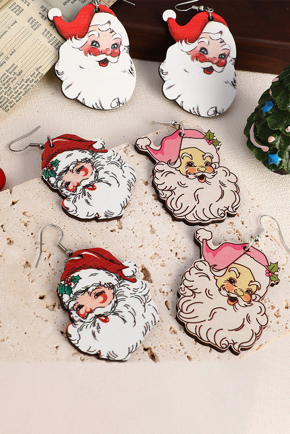 White 3 Pairs Christmas Santa Clause Pendant Hook Earrings-Accessories/Jewelry-[Adult]-[Female]-2022 Online Blue Zone Planet