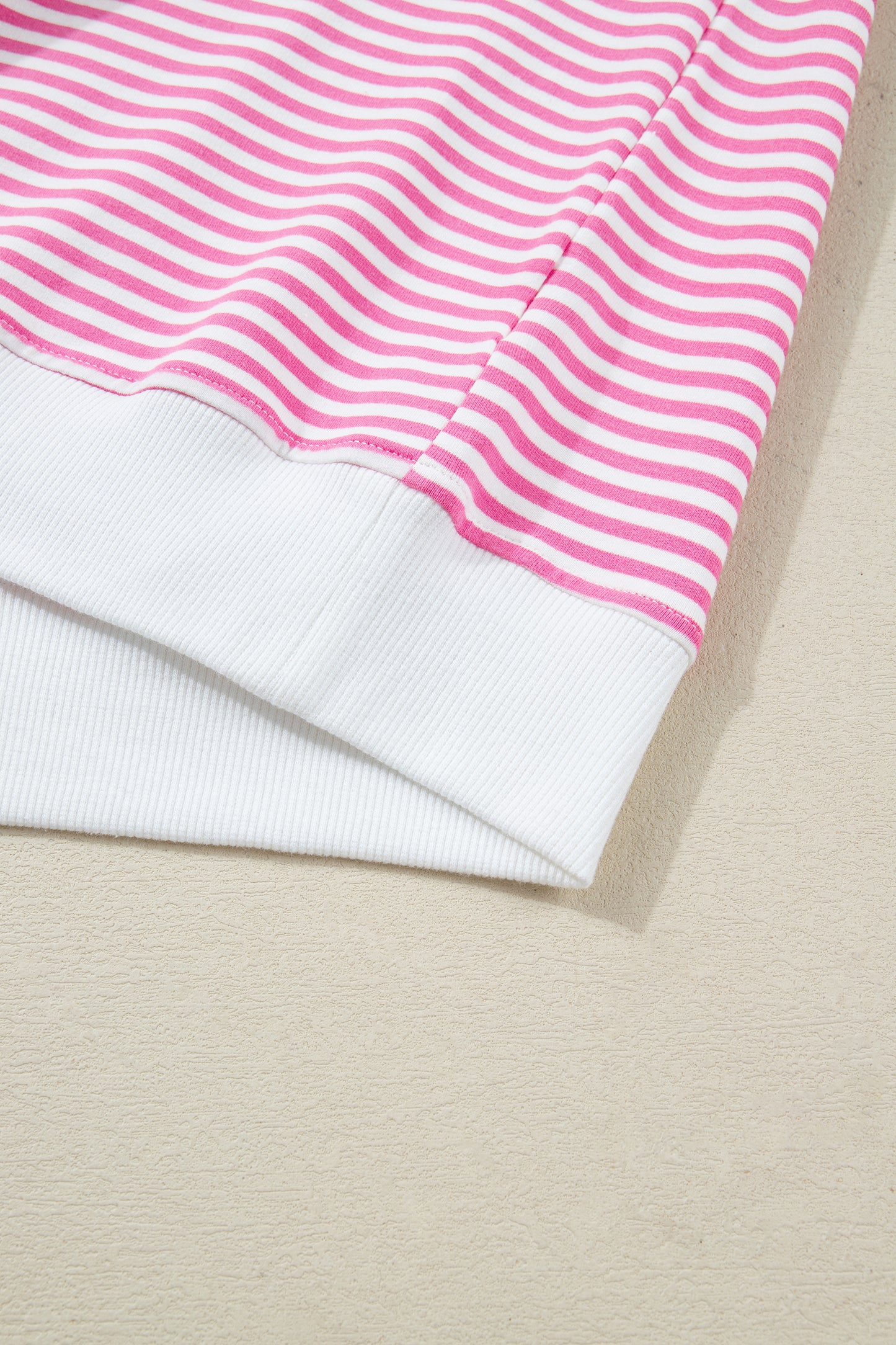 Pink Stripe Oversize Mock Neck Sweatshirt and Shorts Set-Two Piece Sets/Short Sets-[Adult]-[Female]-2022 Online Blue Zone Planet