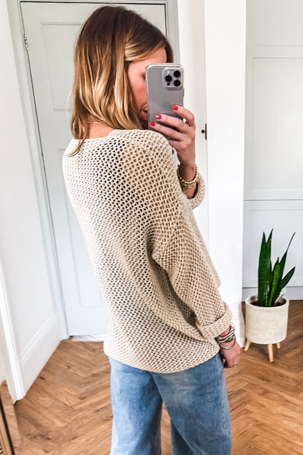 Smoke Gray Crochet Hollow-Out Jumper Top Sweater-TOPS / DRESSES-[Adult]-[Female]-2022 Online Blue Zone Planet