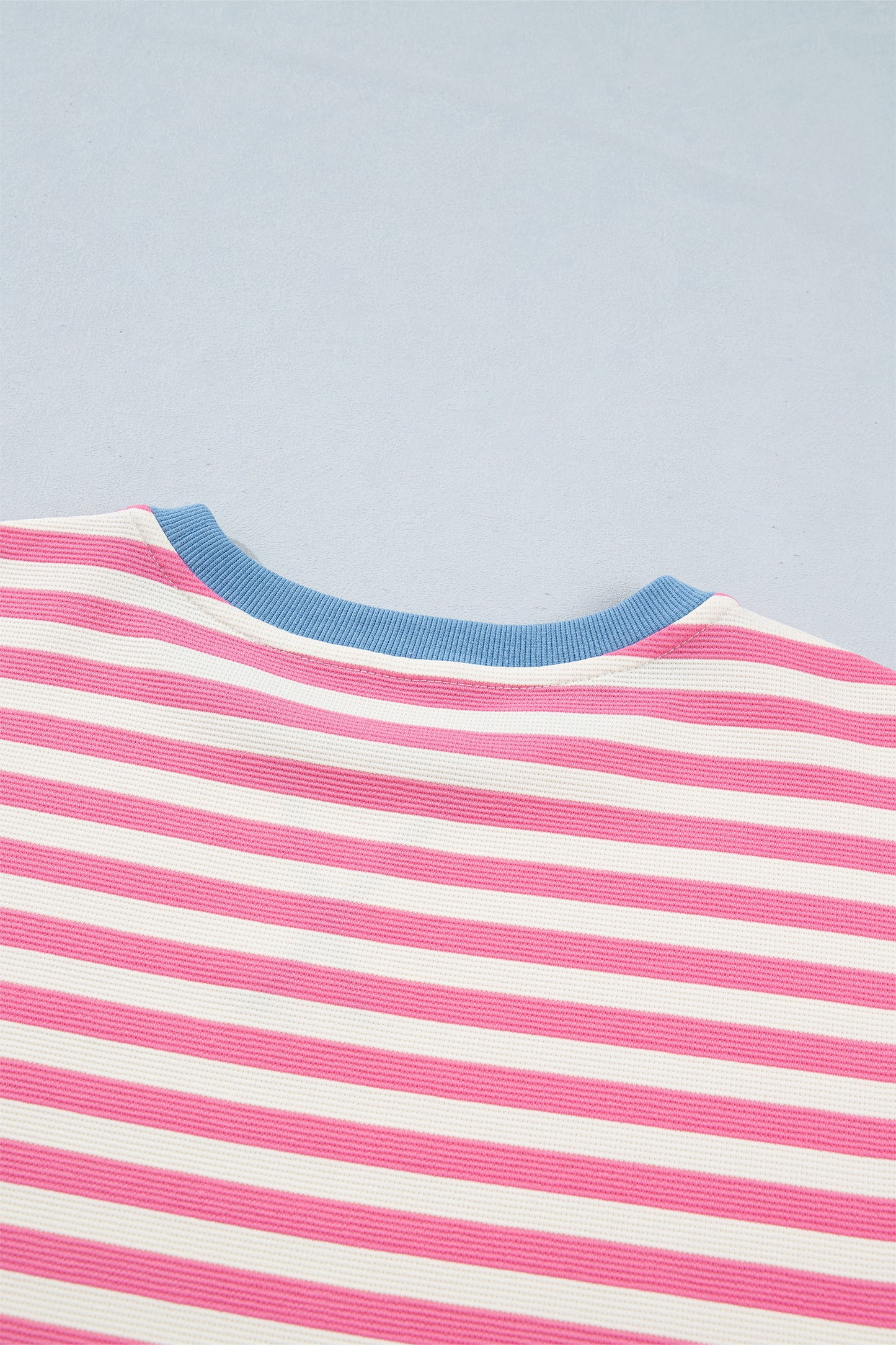 Pink Stripe Contrast Patchwork Short Sleeve T Shirt Shift Dress-TOPS / DRESSES-[Adult]-[Female]-2022 Online Blue Zone Planet