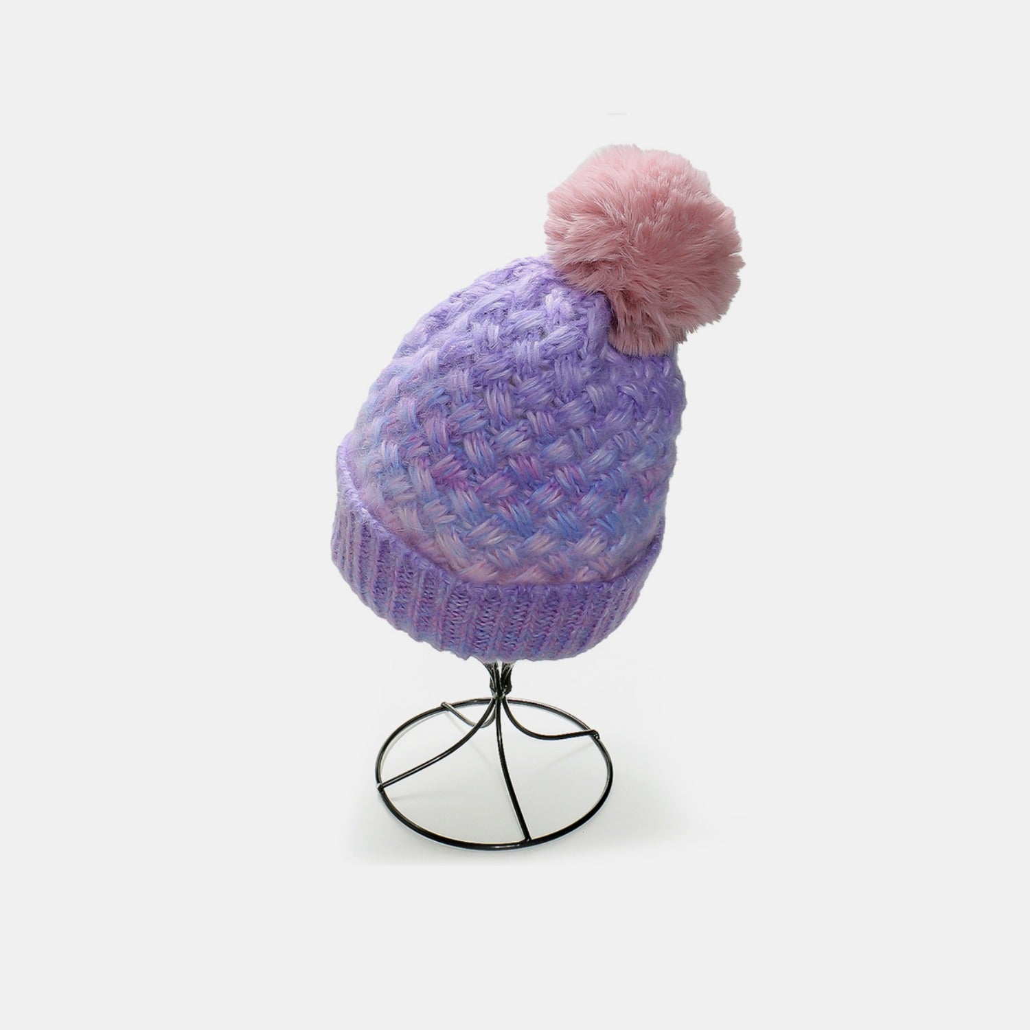 Gradient Knit Hat with Pompom-TOPS / DRESSES-[Adult]-[Female]-Lavender-One Size-2022 Online Blue Zone Planet