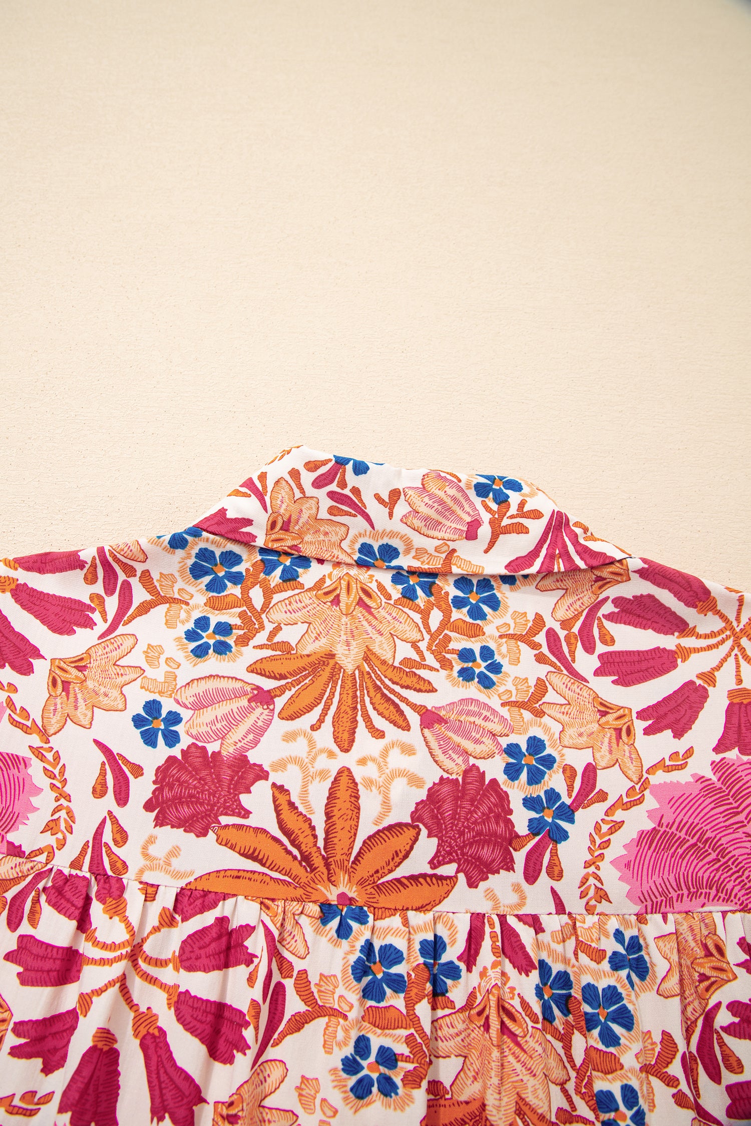 Red Fall Flower Print Long Sleeve Mini Dress-Dresses/Mini Dresses-[Adult]-[Female]-2022 Online Blue Zone Planet