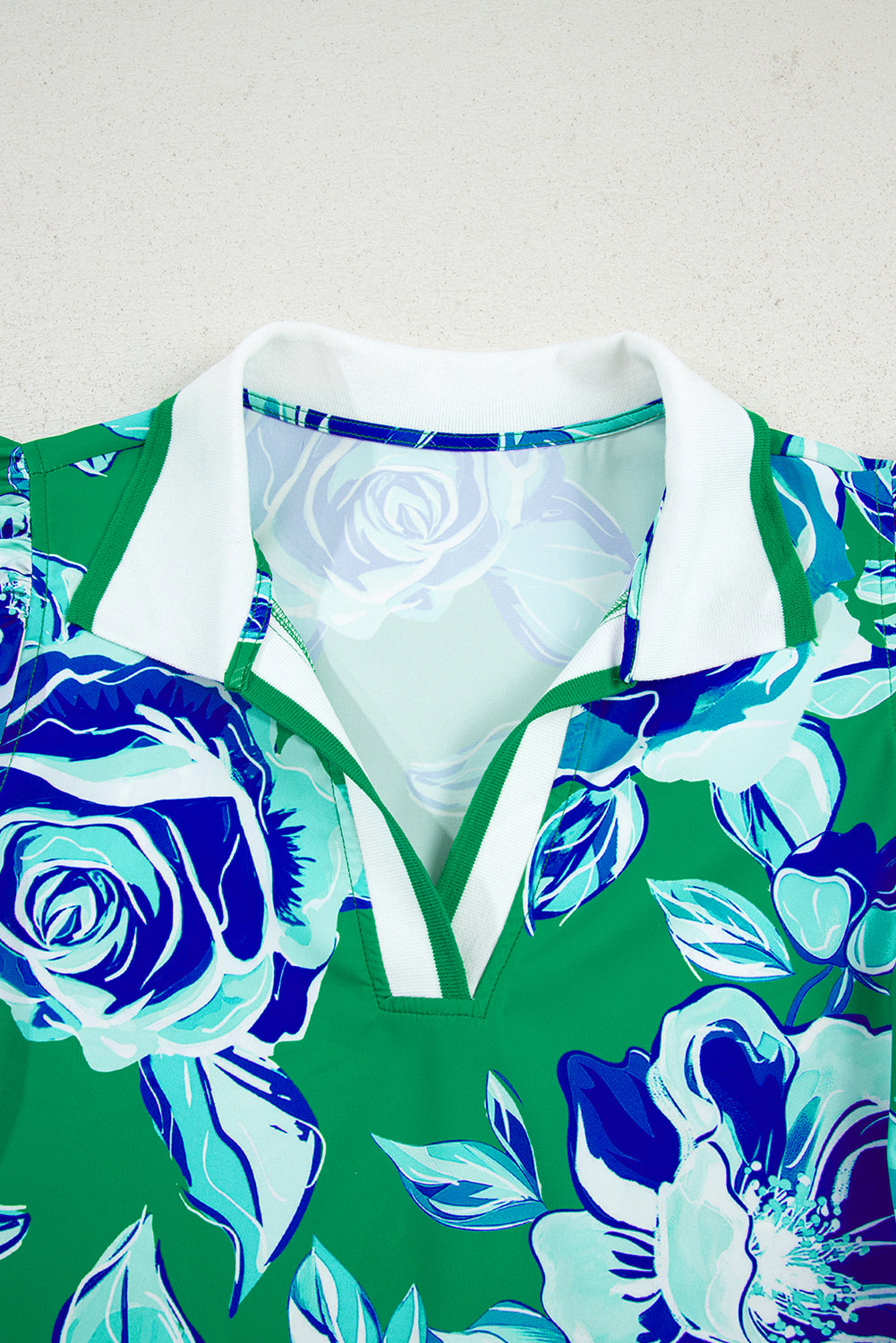 Bright Green Contrast Floral Print Collared V Neckline Ruffled Cap Sleeve Shift Dress With Pockets-TOPS / DRESSES-[Adult]-[Female]-2022 Online Blue Zone Planet