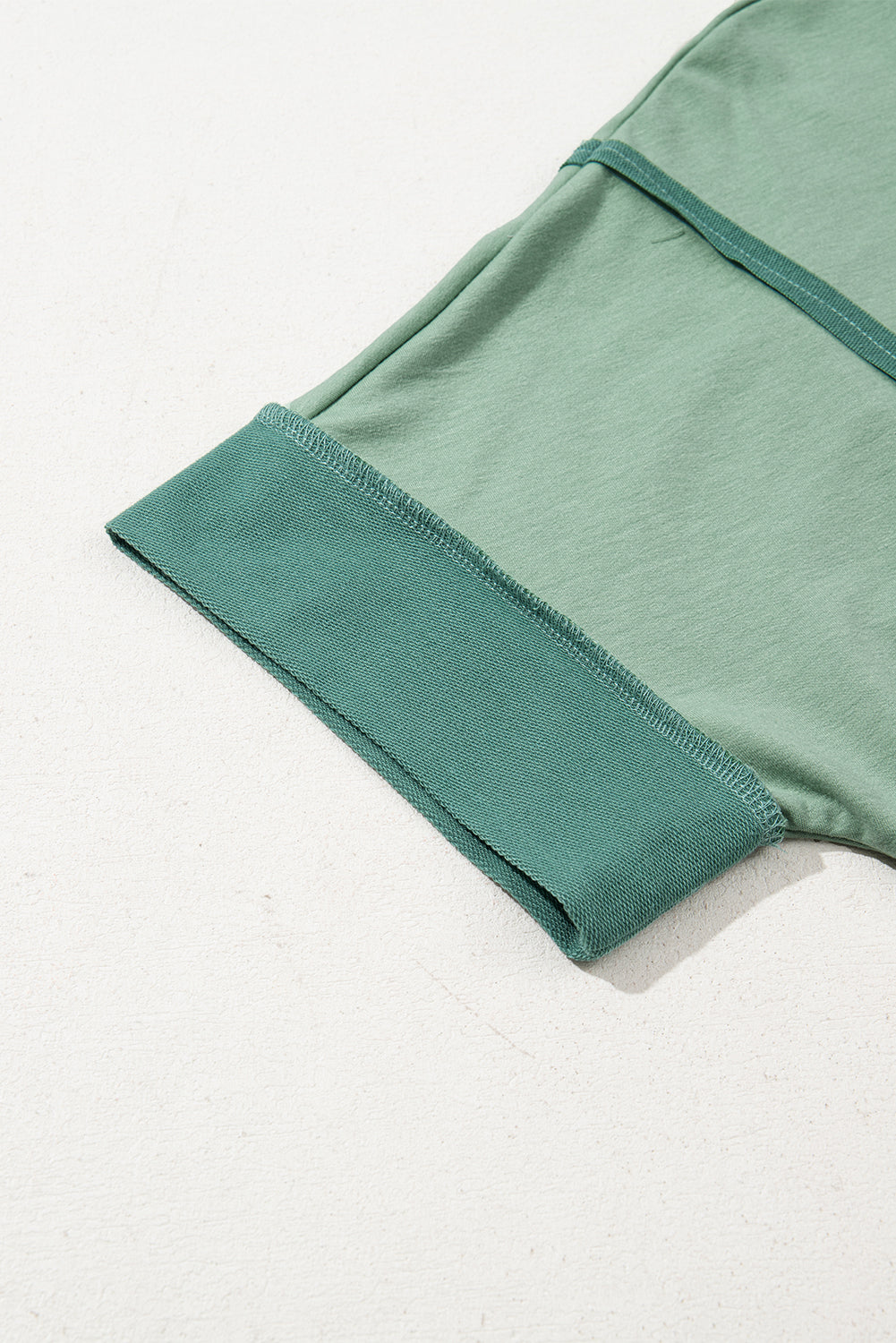Smoke Green Half Sleeve Raw Seam High Low Side Split Top-Tops/Tops & Tees-[Adult]-[Female]-2022 Online Blue Zone Planet