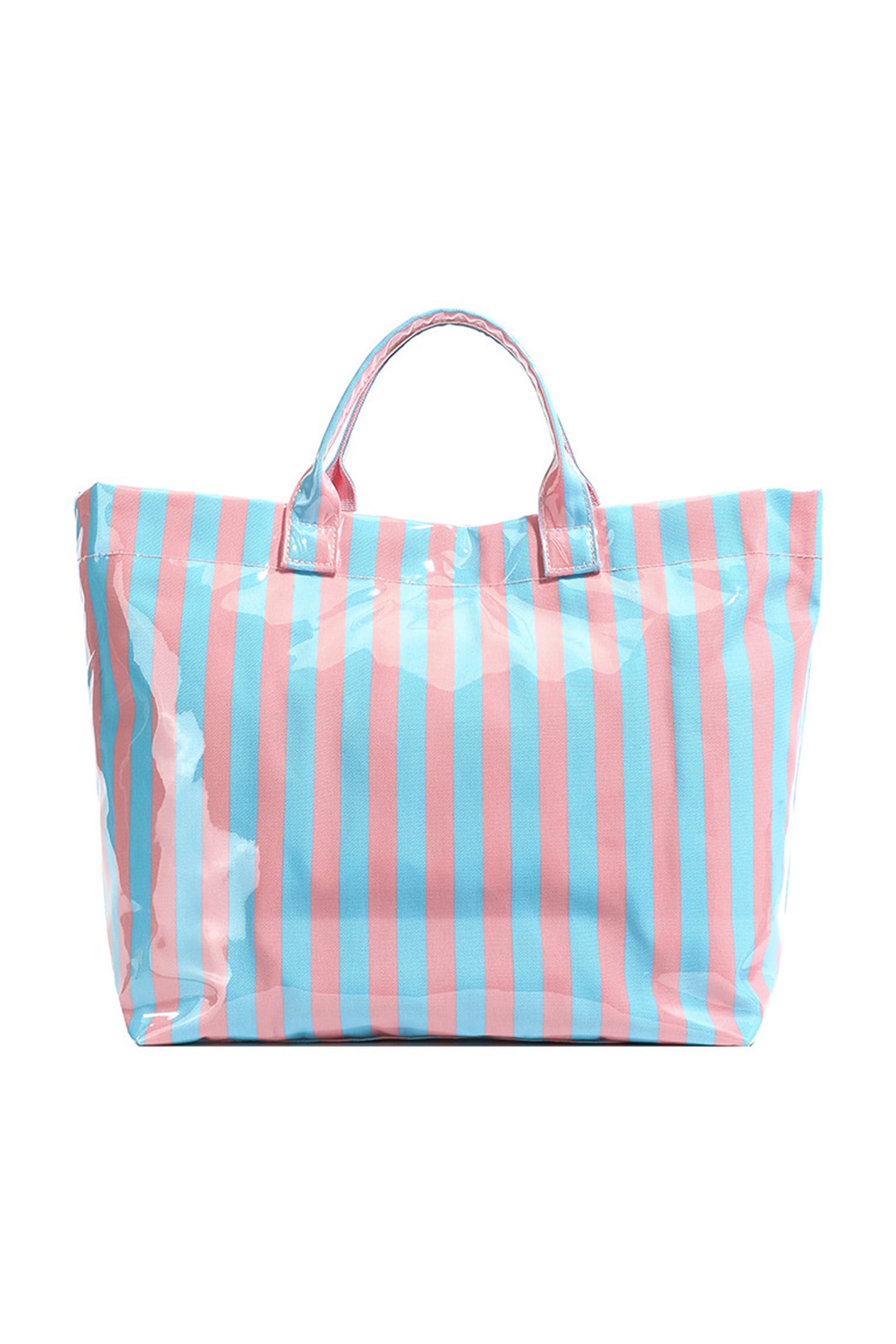 Blackish Green Glossy Striped Vinyl Large Tote Bag-Shoes & Bags/Handbags-[Adult]-[Female]-2022 Online Blue Zone Planet