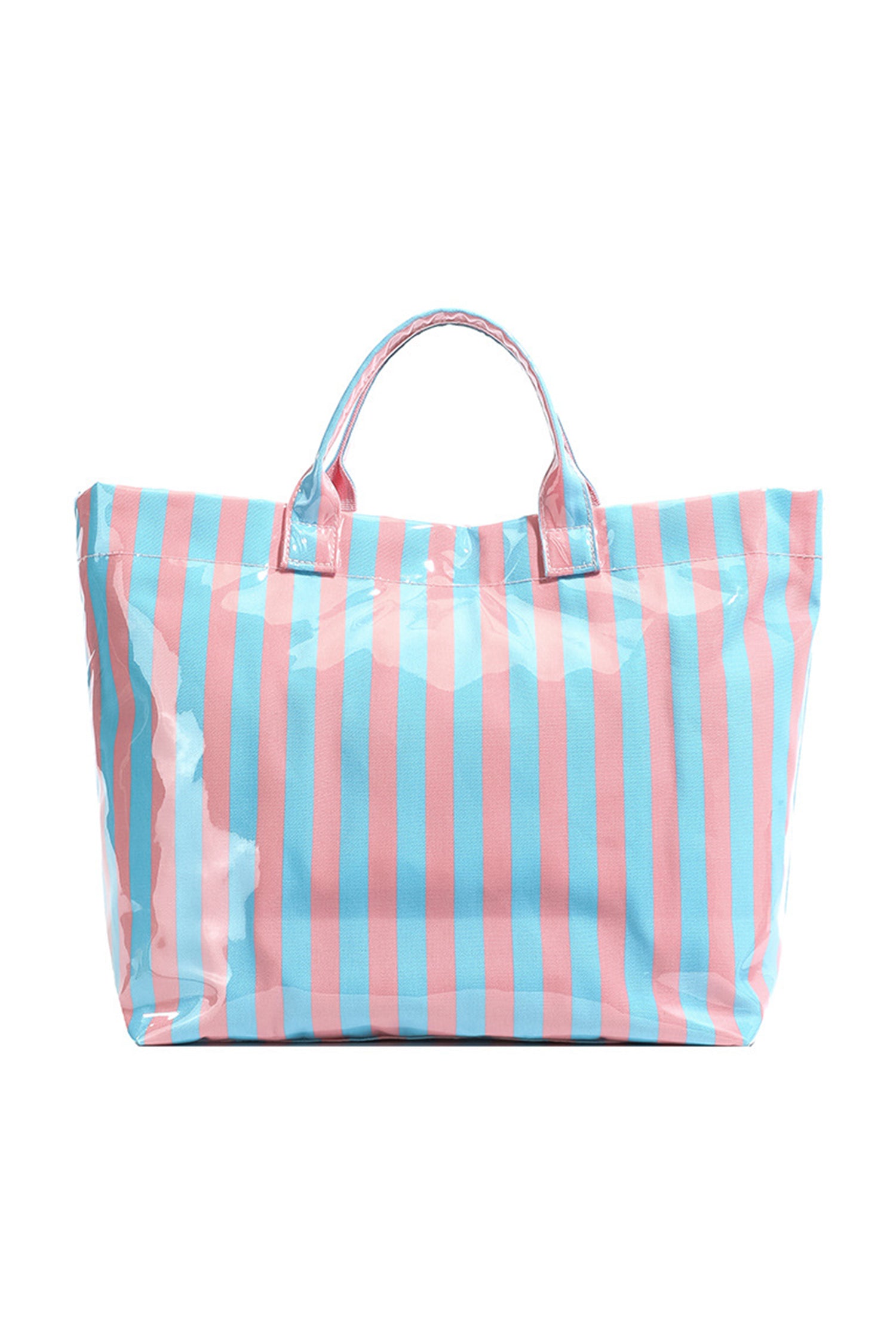 Blackish Green Glossy Striped Vinyl Large Tote Bag-Shoes & Bags/Handbags-[Adult]-[Female]-2022 Online Blue Zone Planet