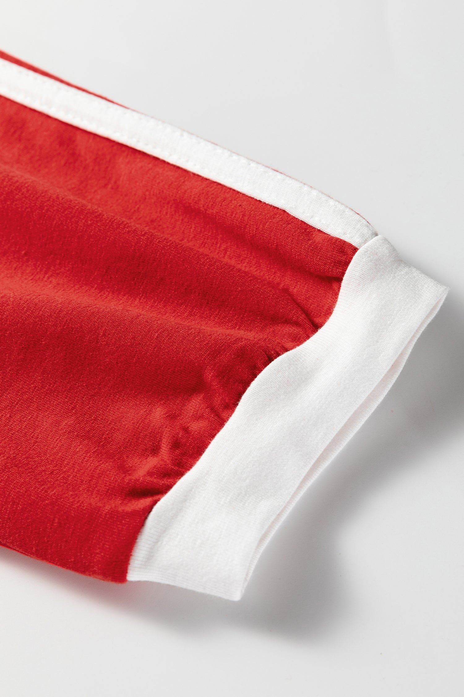 Fiery Red Varsity Striped Accent Contrast Crew Neck Long Sleeve T Shirt-Tops/Long Sleeve Tops-[Adult]-[Female]-2022 Online Blue Zone Planet