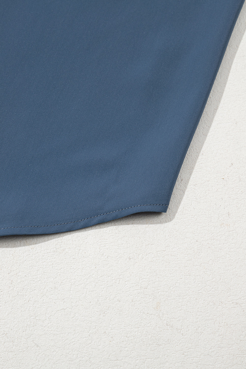 Real Teal Solid Color Ruffle Ruched Short Sleeve Buttoned Shirt-Tops/Blouses & Shirts-[Adult]-[Female]-2022 Online Blue Zone Planet