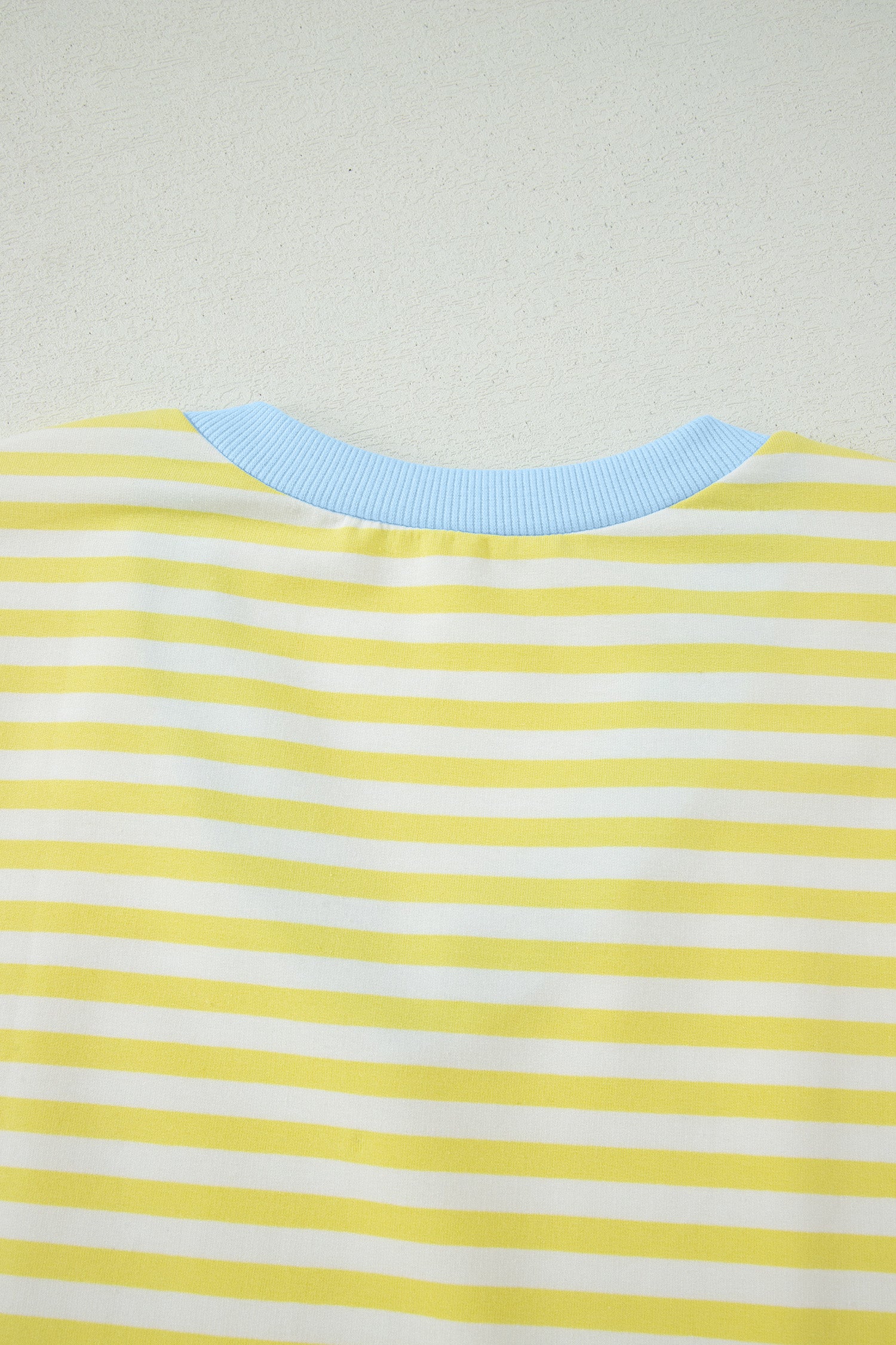 Yellow Stripe Colorblock Trim V Neck Tee Drawstring Elastic Waist Short Set-Two Piece Sets/Short Sets-[Adult]-[Female]-2022 Online Blue Zone Planet
