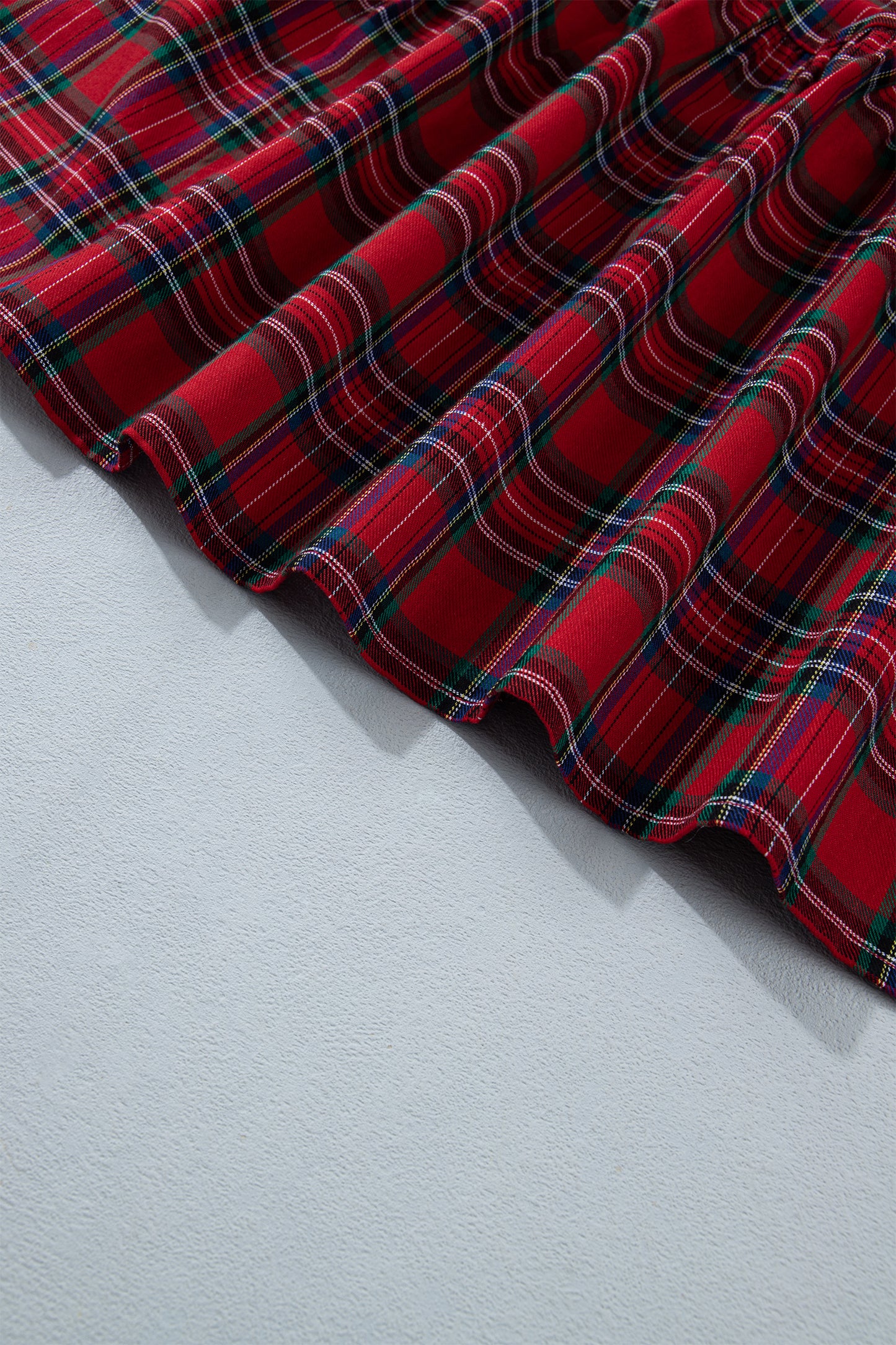 Red Plaid Long Sleeve Mini Shift Silhouette Decoration Dress-TOPS / DRESSES-[Adult]-[Female]-2022 Online Blue Zone Planet