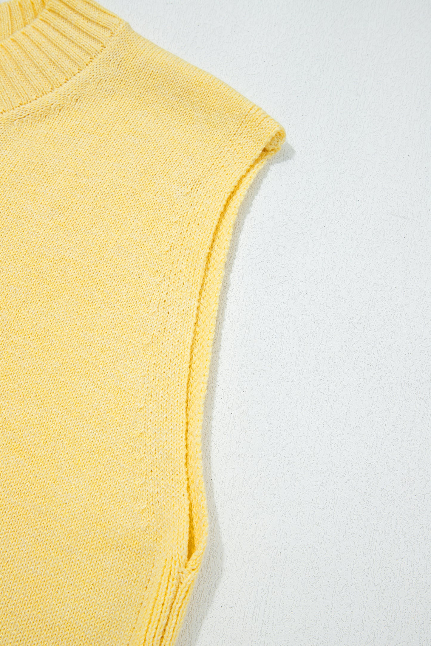 Yellow Cream Large Armhole Side Slit Loose Sweater Vest-TOPS / DRESSES-[Adult]-[Female]-2022 Online Blue Zone Planet