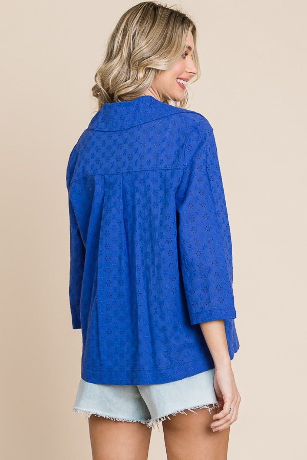 Blue Zone Planet | Culture Code Double Breasted Eyelet Jacket with Pockets-TOPS / DRESSES-[Adult]-[Female]-2022 Online Blue Zone Planet