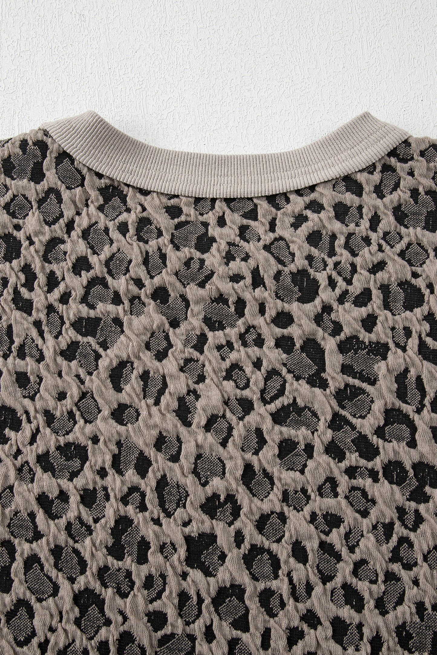 Khaki Jacquard Leopard Half Sleeve Jumper Wide Leg Pant Set-Two Piece Sets/Pant Sets-[Adult]-[Female]-2022 Online Blue Zone Planet