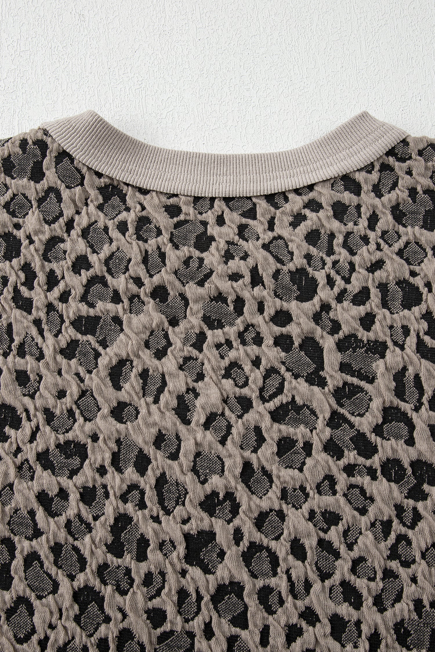 Khaki Jacquard Leopard Half Sleeve Jumper Wide Leg Pant Set-Two Piece Sets/Pant Sets-[Adult]-[Female]-2022 Online Blue Zone Planet