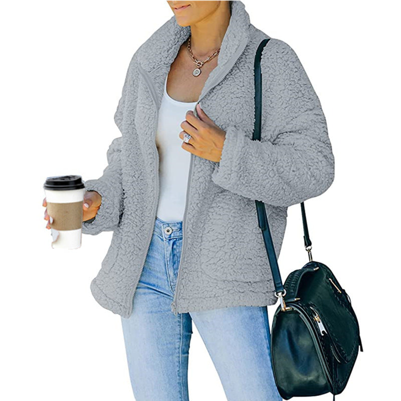 Cozy Sherpa Winter Warm Coat-TOPS / DRESSES-[Adult]-[Female]-Grey-S-2022 Online Blue Zone Planet