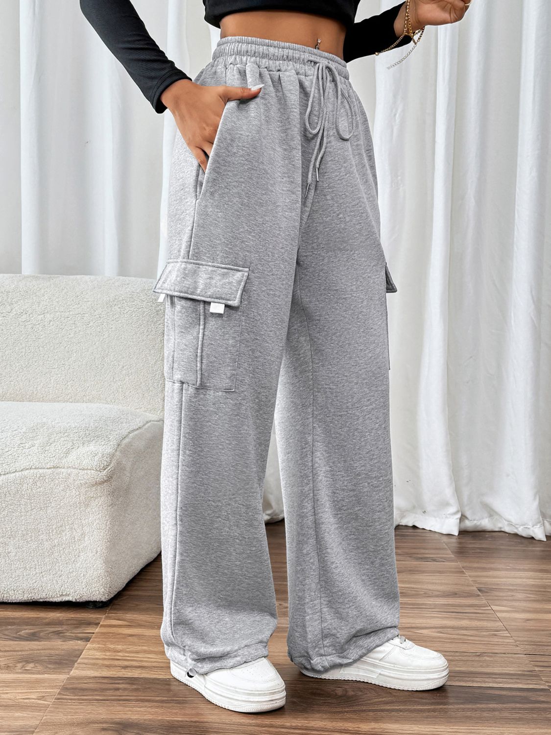 Perfee Drawstring Elastic Waist Joggers with Pockets-TOPS / DRESSES-[Adult]-[Female]-2022 Online Blue Zone Planet