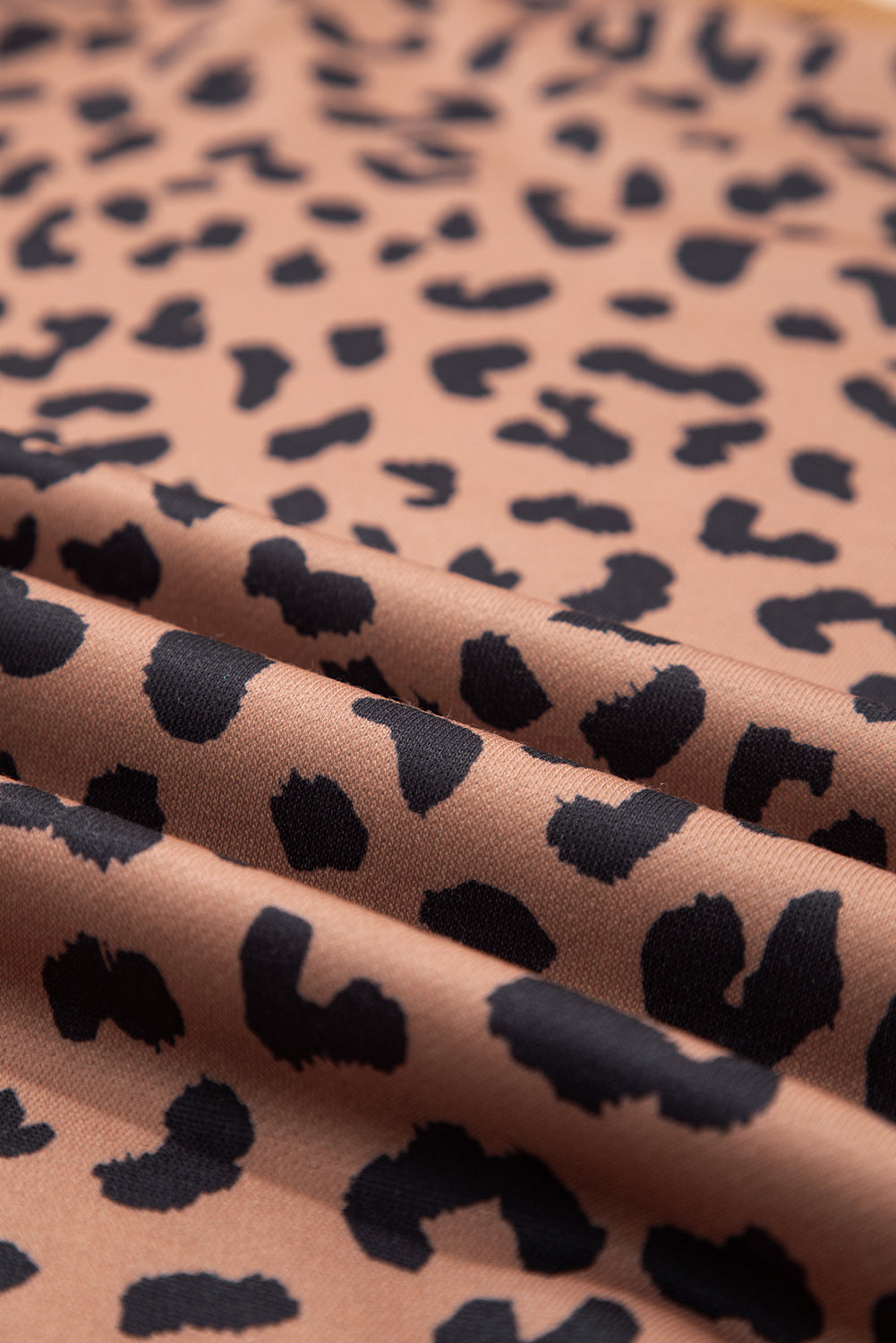 Khaki Leopard Striped Patchwork Plus Size Loose Sweatshirt-Plus Size/Plus Size Sweatshirts & Hoodies-[Adult]-[Female]-2022 Online Blue Zone Planet