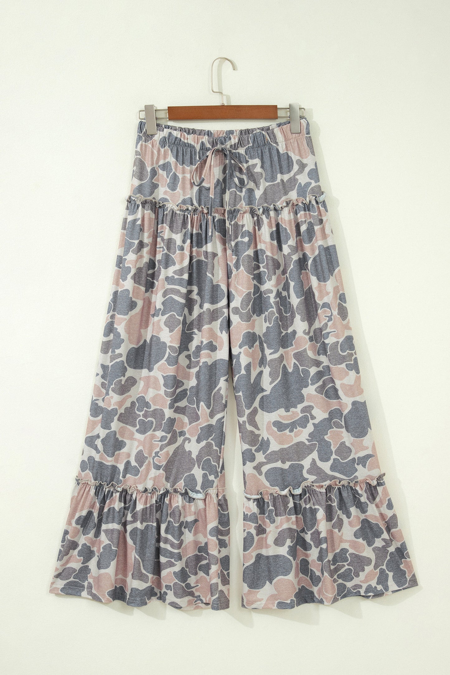 Multicolour Camo Print Wide Leg Casual Pants-Bottoms/Pants & Culotte-[Adult]-[Female]-2022 Online Blue Zone Planet