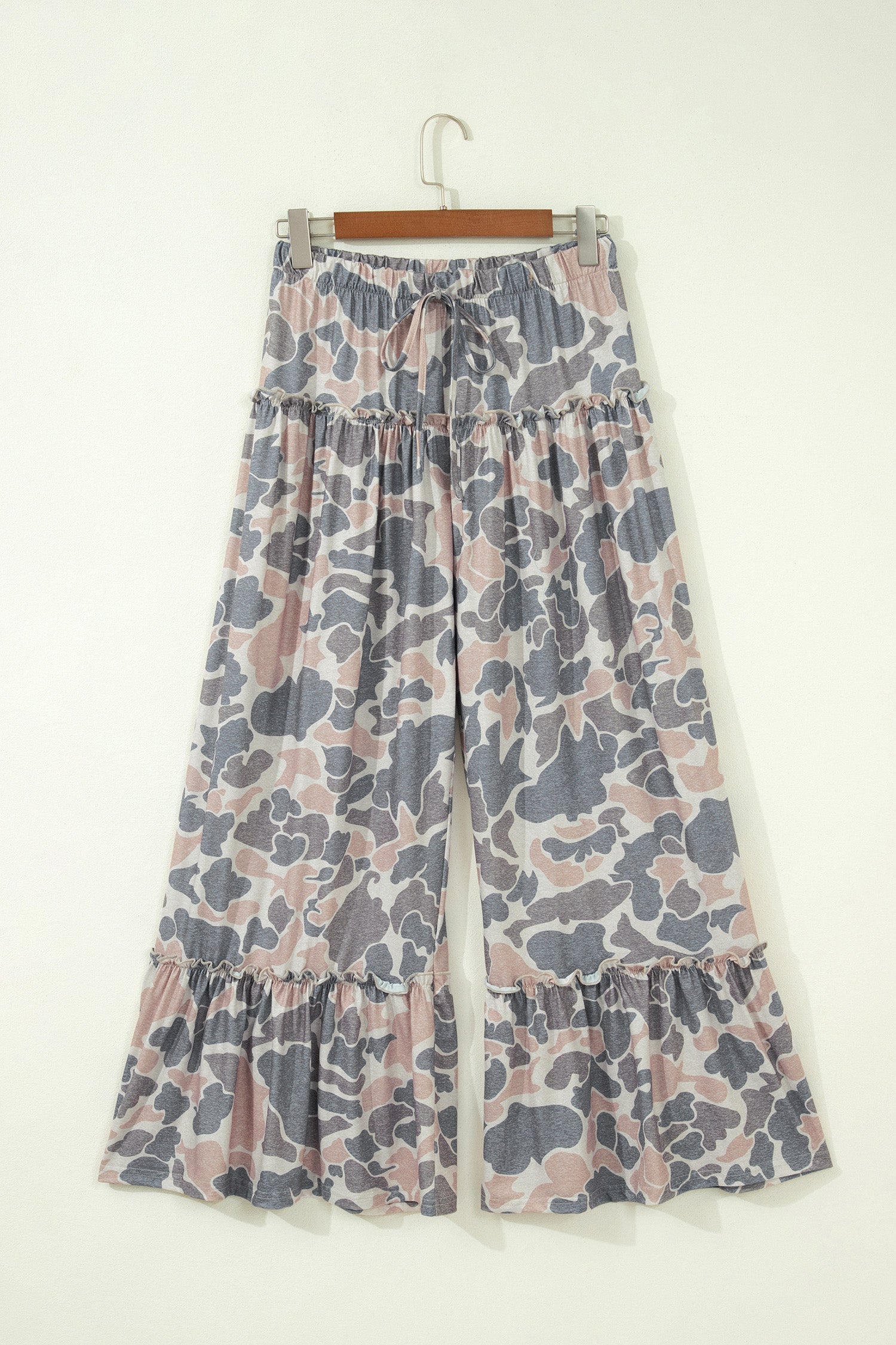 Multicolour Camo Print Wide Leg Casual Pants-Bottoms/Pants & Culotte-[Adult]-[Female]-2022 Online Blue Zone Planet