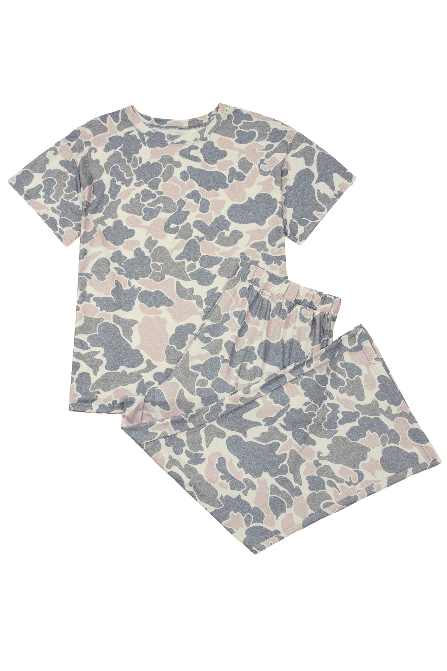 Multicolour Retro Camouflage Print Plus Size 2pcs Outfit-Plus Size/Plus Size Loungewear-[Adult]-[Female]-2022 Online Blue Zone Planet