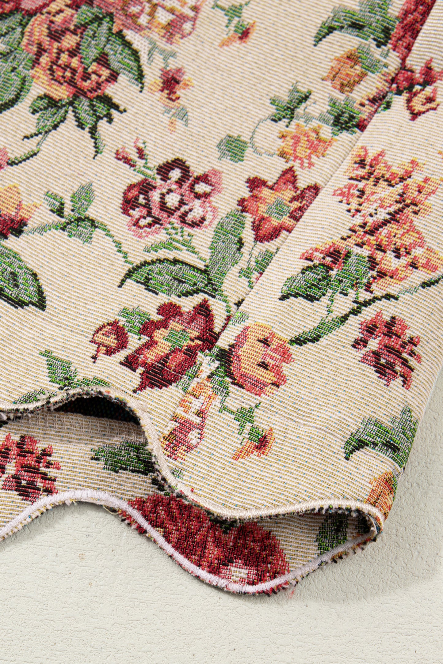 Apricot Buttoned Front Scalloped Trim Mini Jacquard Floral Skirt-Bottoms/Skirts & Petticoat-[Adult]-[Female]-2022 Online Blue Zone Planet