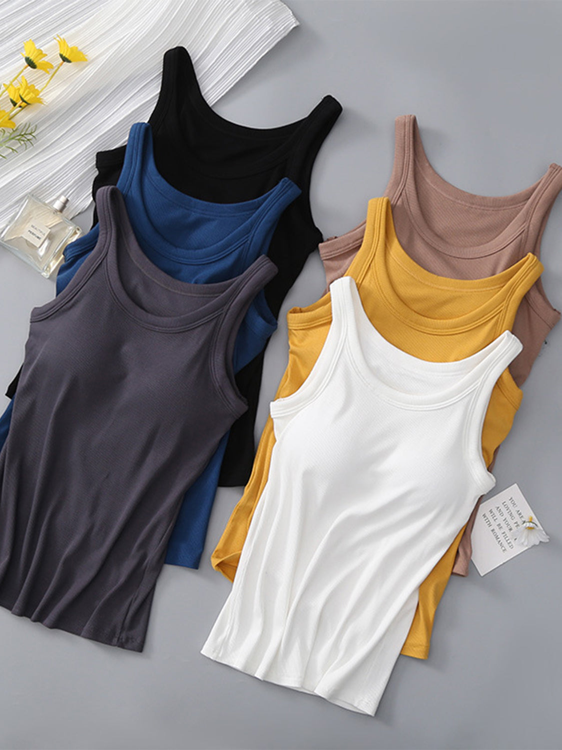 Blue Zone Planet | Round Neck Tank with Bra-TOPS / DRESSES-[Adult]-[Female]-2022 Online Blue Zone Planet