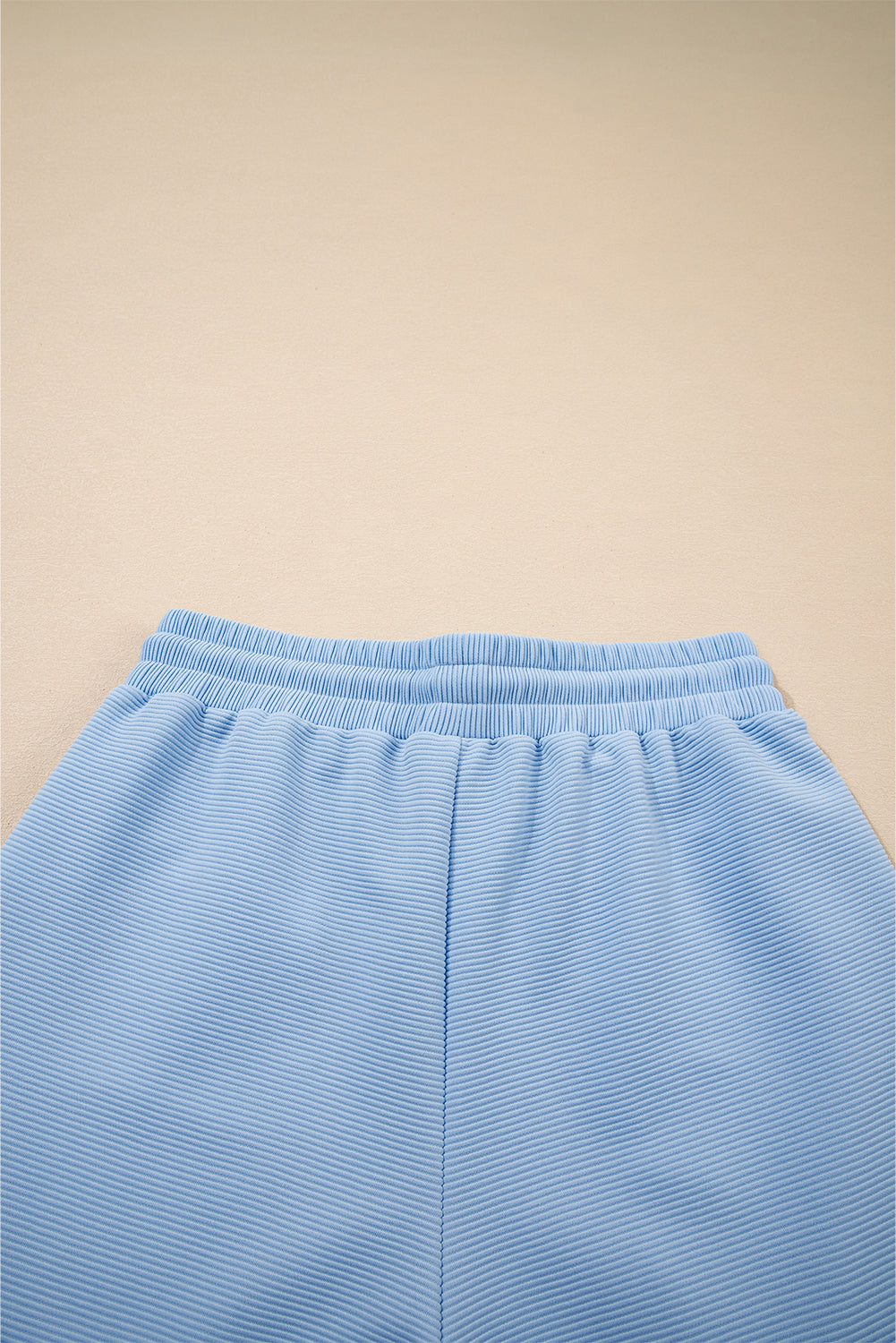 Beau Blue Textured Ruffled Sleeve Zipped Top and Wide Leg Pants Set-Two Piece Sets/Pant Sets-[Adult]-[Female]-2022 Online Blue Zone Planet