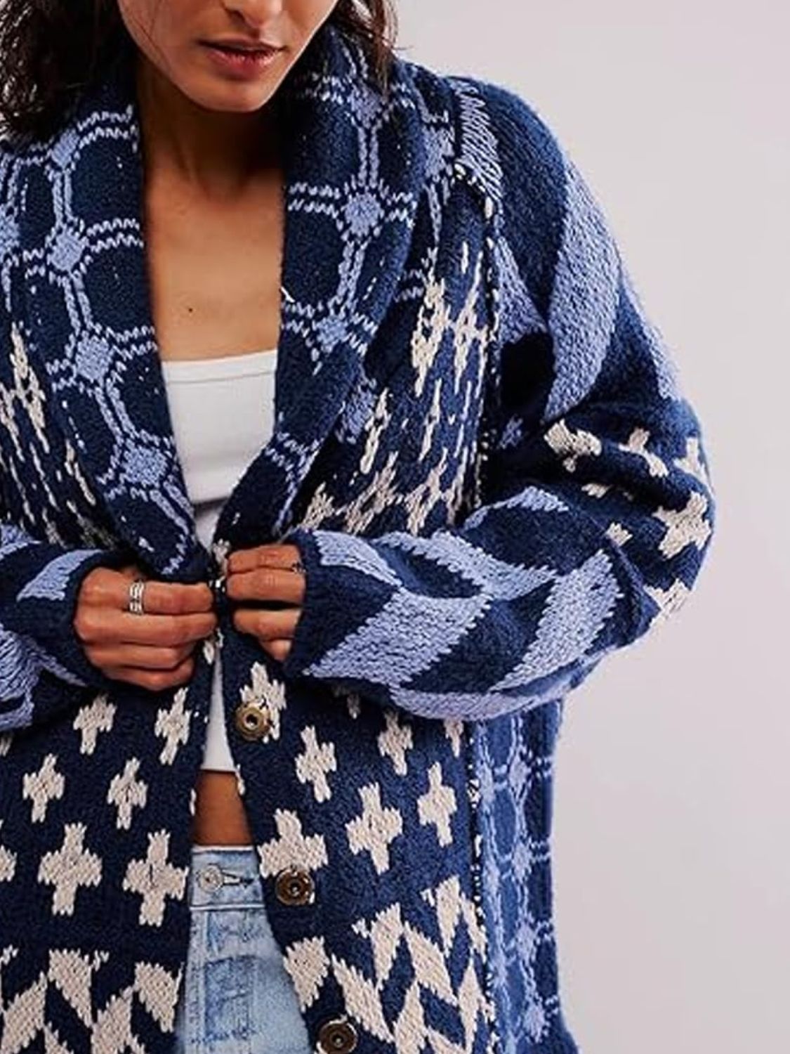 Blue Zone Planet | Cross Graphic Button Up Long Sleeve Cardigan-TOPS / DRESSES-[Adult]-[Female]-2022 Online Blue Zone Planet