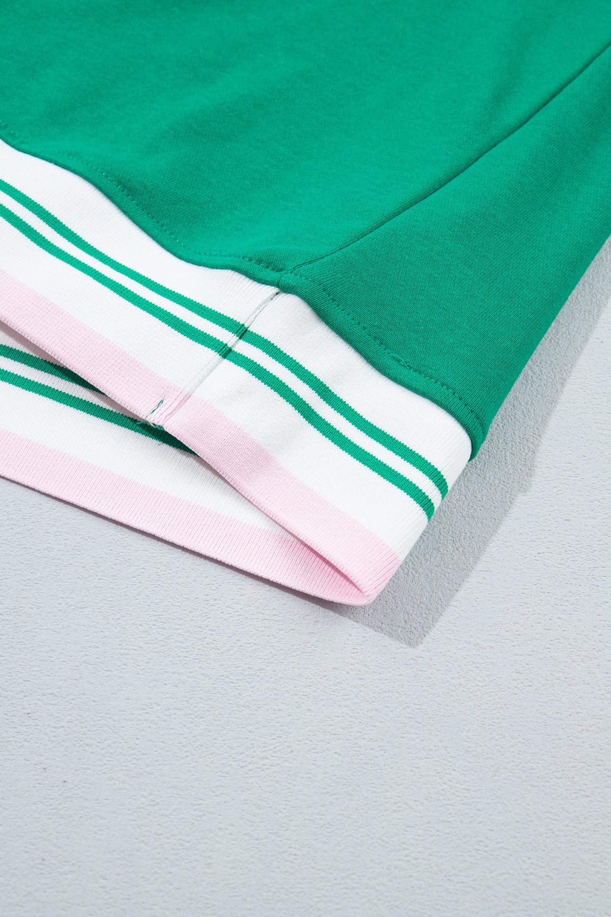 Bright Green Contrast Striped Trim Baggy Pullover Sweatshirt-Tops/Sweatshirts & Hoodies-[Adult]-[Female]-2022 Online Blue Zone Planet