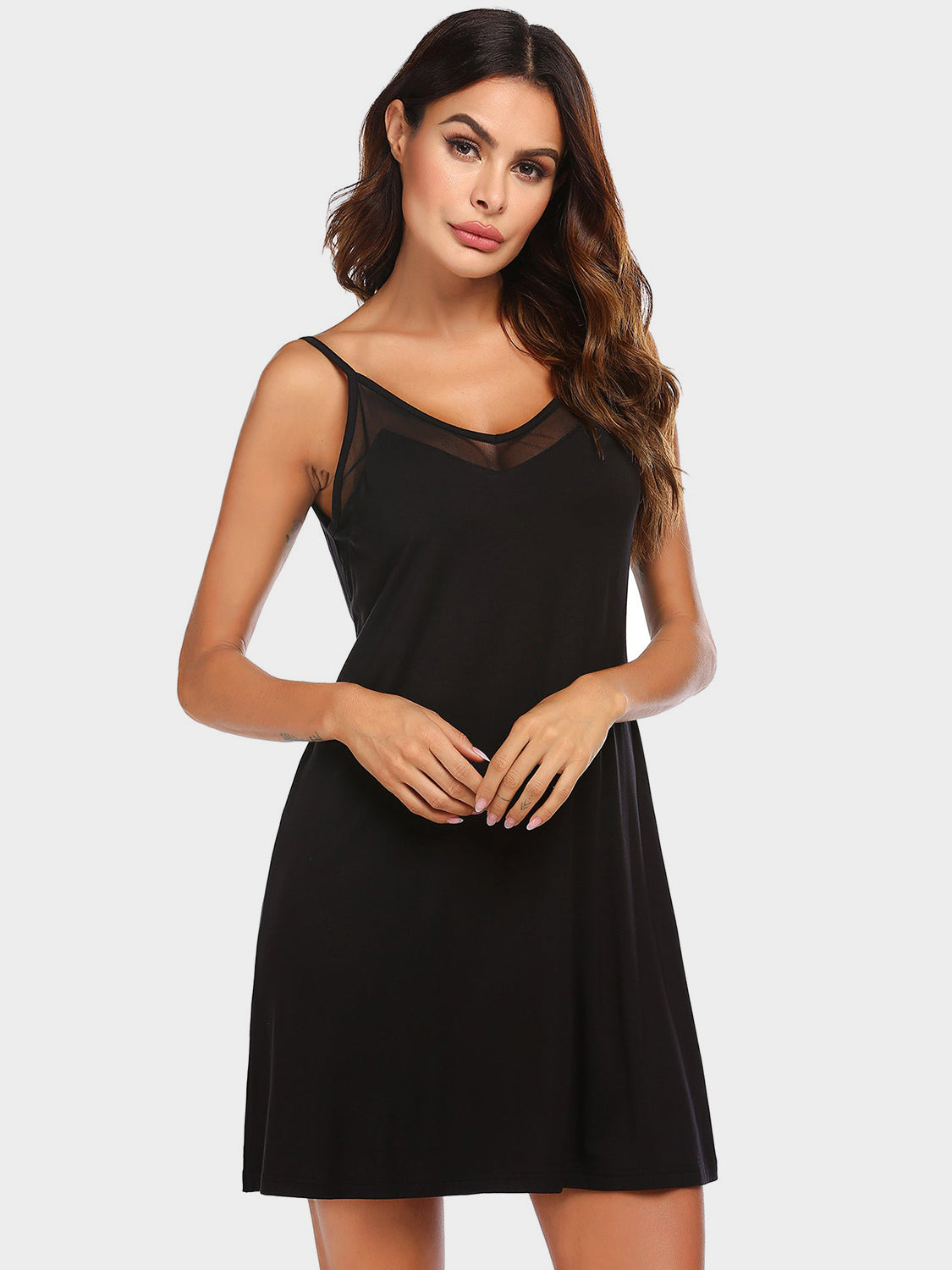 Scoop Neck Spaghetti Strap Lounge Dress-TOPS / DRESSES-[Adult]-[Female]-2022 Online Blue Zone Planet