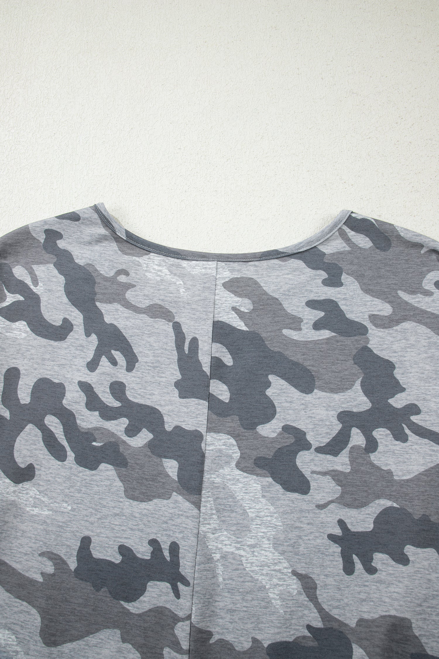 Gray Camouflage Print Round Neck T Shirt-Tops/Tops & Tees-[Adult]-[Female]-2022 Online Blue Zone Planet