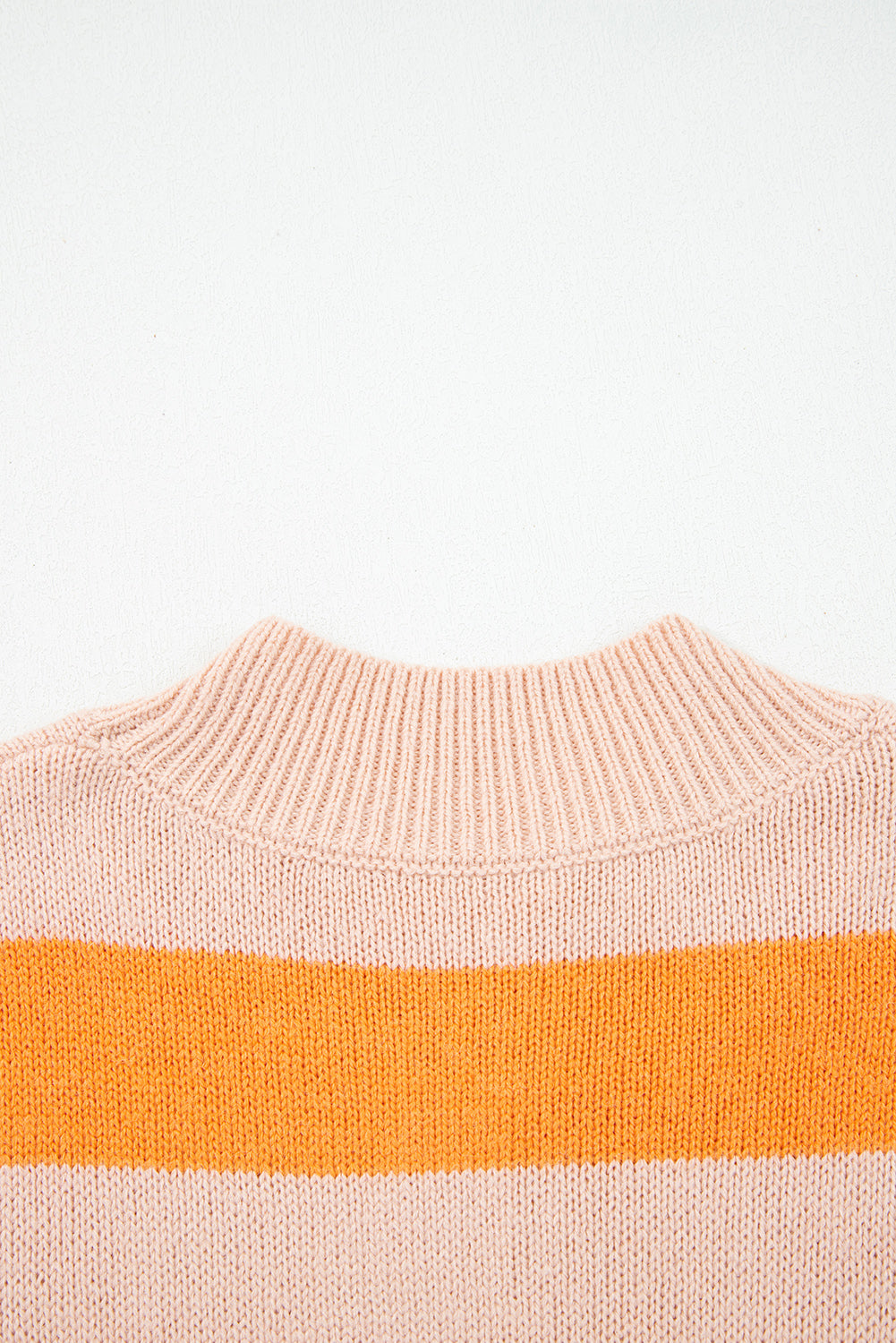 Orange Stripe Color Block High Neck Drop Shoulder Cozy Sweater-Sweaters & Cardigans/Sweaters-[Adult]-[Female]-2022 Online Blue Zone Planet
