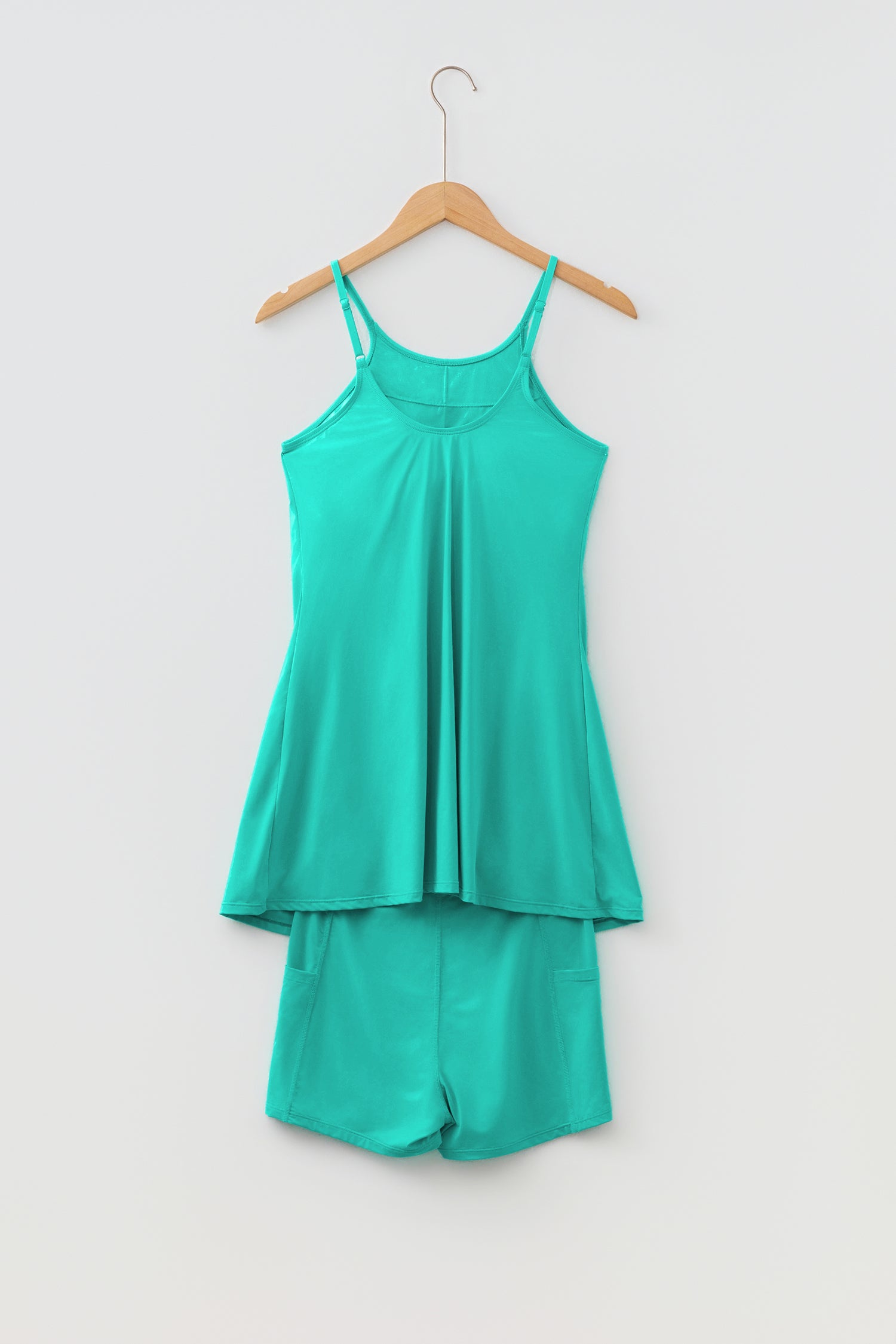 Pink Solid Color Tunic Tank Dress Athletic Shorts Two Piece Set-TOPS / DRESSES-[Adult]-[Female]-2022 Online Blue Zone Planet