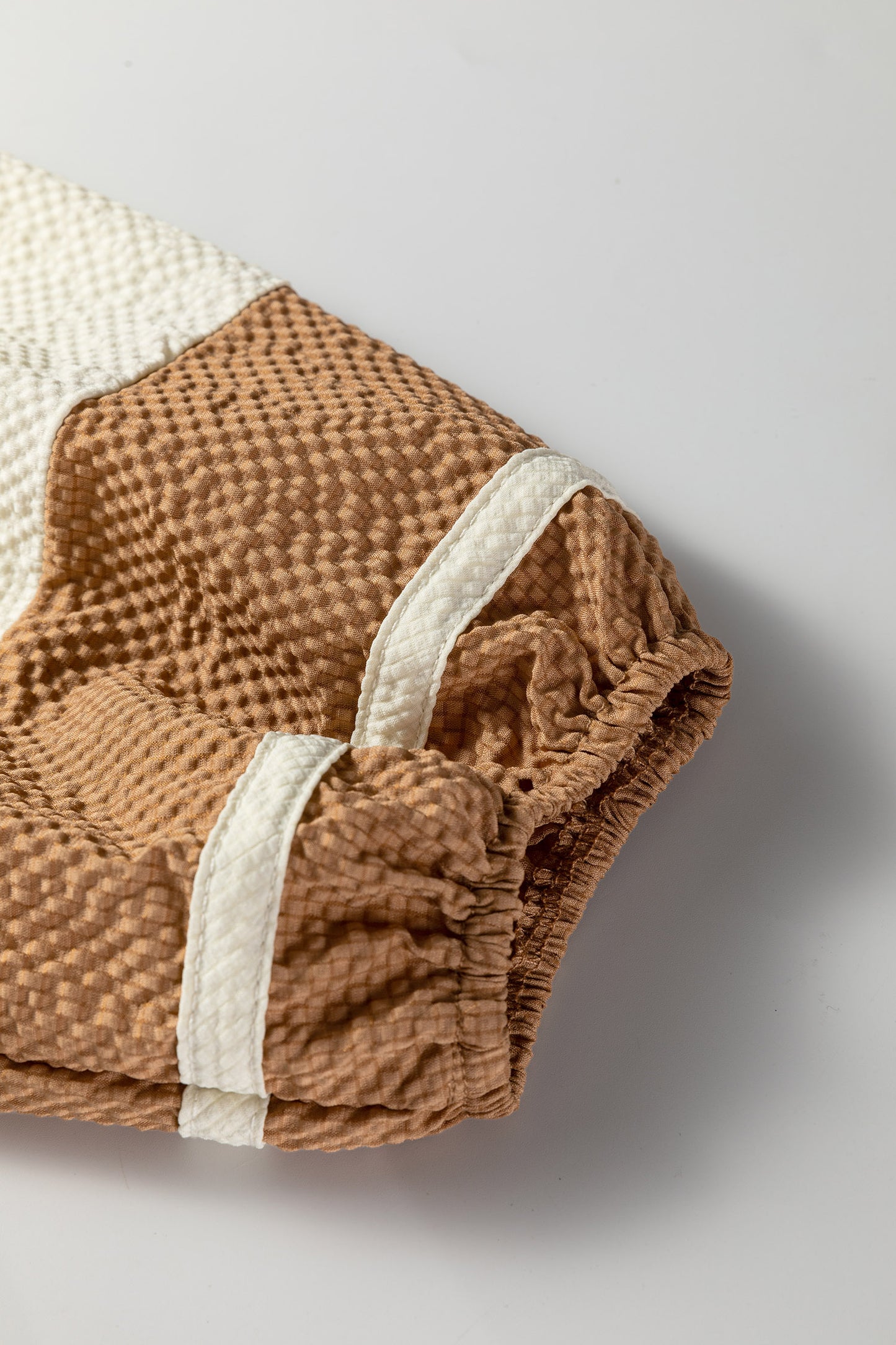 Jet Stream Color Block Patchwork Detail V Neck Textured Long Sleeve Blouse-Tops/Blouses & Shirts-[Adult]-[Female]-2022 Online Blue Zone Planet