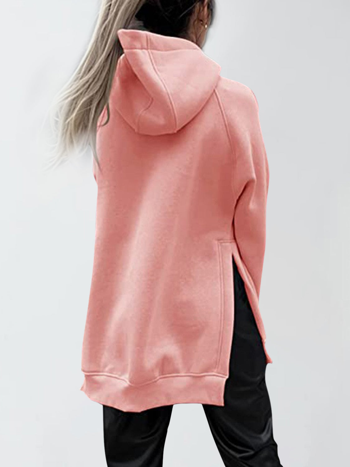 Slit Pocketed Raglan Sleeve Hoodie-HOODIES-[Adult]-[Female]-2022 Online Blue Zone Planet