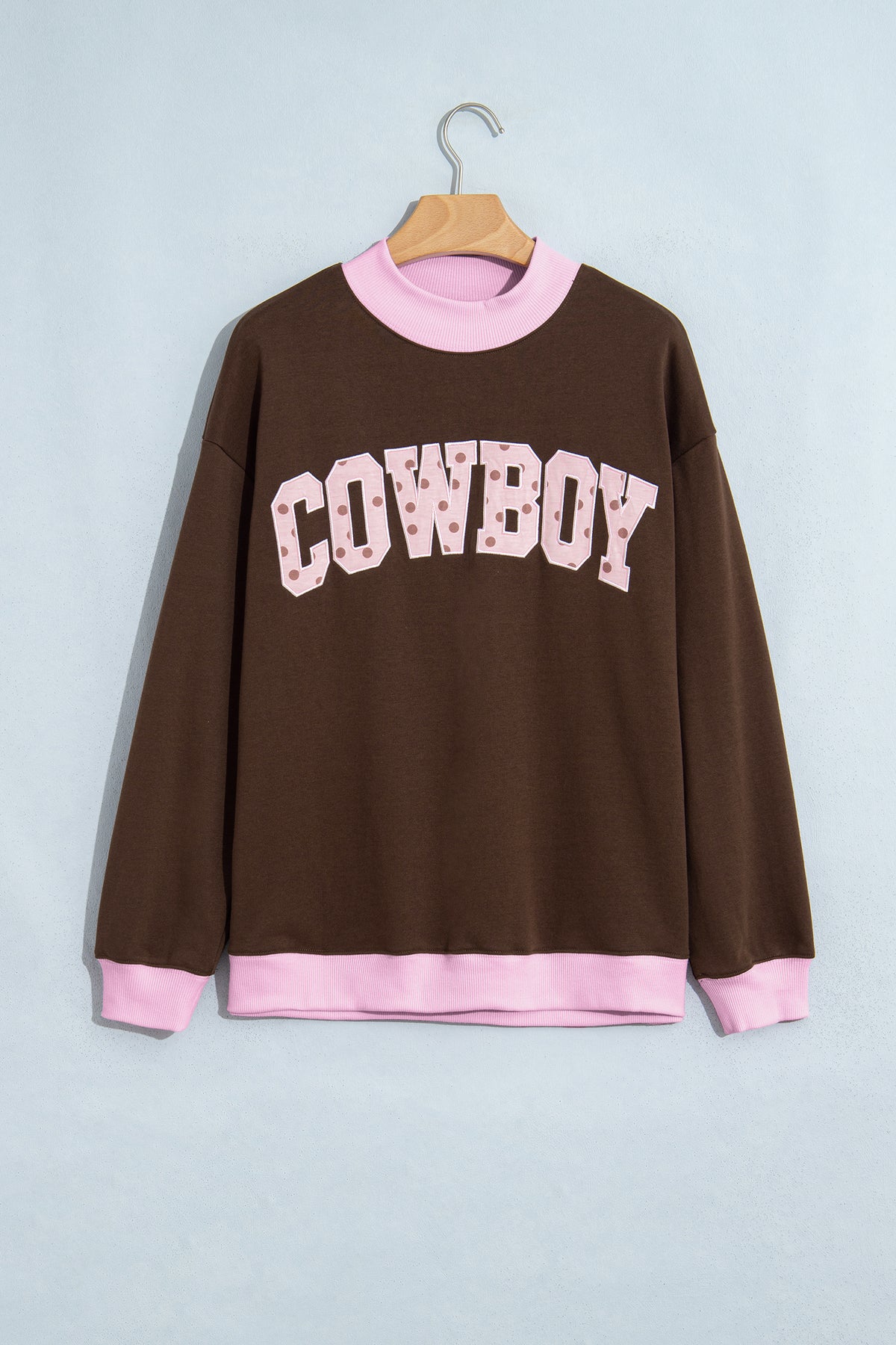 Pink Polka Dot Letter Graphic Colorblock Tunic Sweatshirt-Tops/Sweatshirts & Hoodies-[Adult]-[Female]-2022 Online Blue Zone Planet