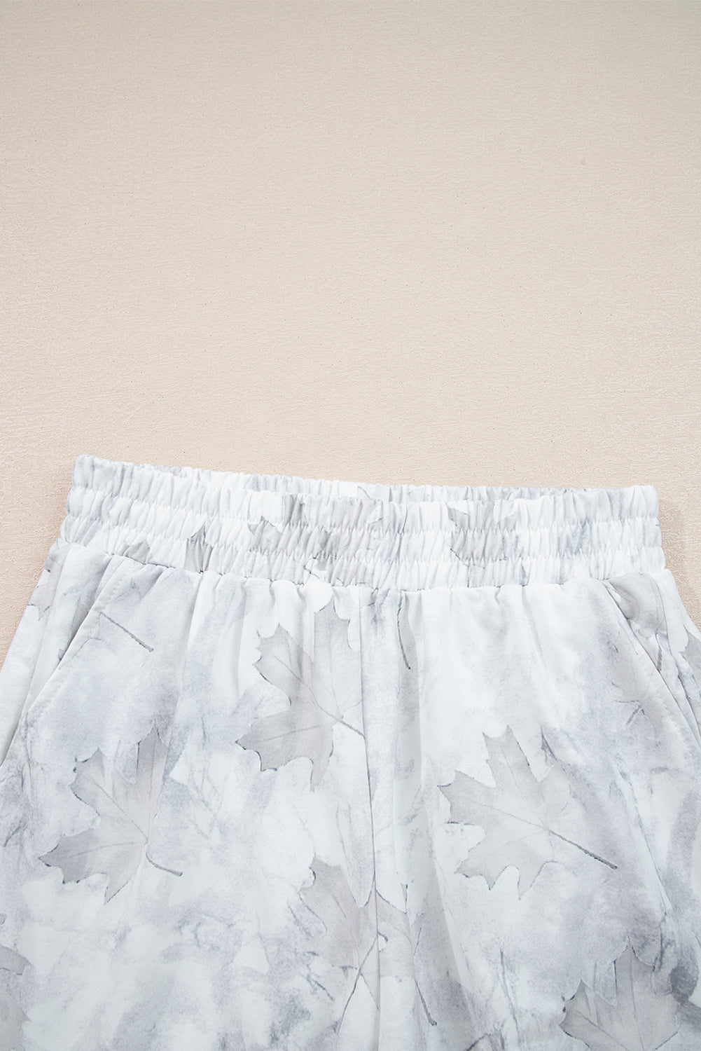 Beige Camo Print Pullover Top And Elastic Waist Casual Short Set-Two Piece Sets/Short Sets-[Adult]-[Female]-2022 Online Blue Zone Planet