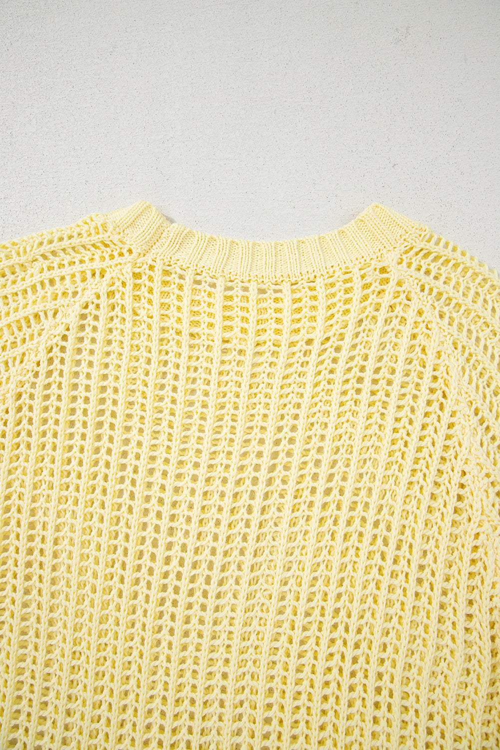 Yellow Cream Hollow-Out Crochet Side Tied Short Sleeve Sweater-TOPS / DRESSES-[Adult]-[Female]-2022 Online Blue Zone Planet