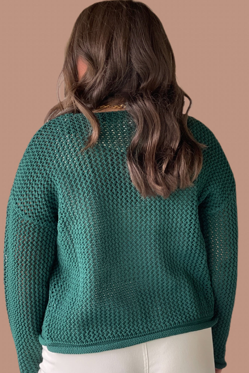 Blackish Green Plus Size Golden Accent Buttons Short Sweater Cardigan-Plus Size/Plus Size Sweaters & Cardigans-[Adult]-[Female]-2022 Online Blue Zone Planet